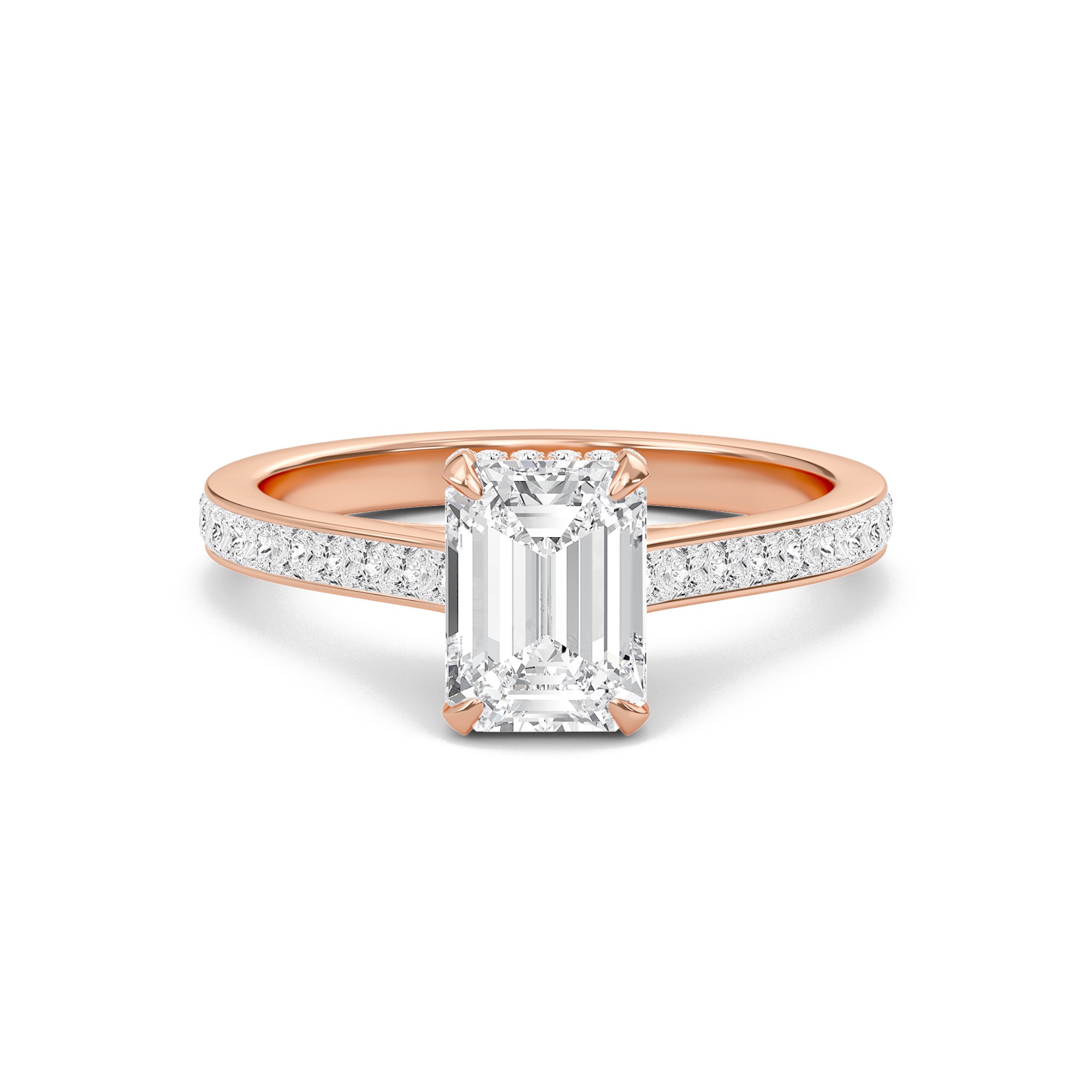 Emerald Channel Set Princess Engagement Ring