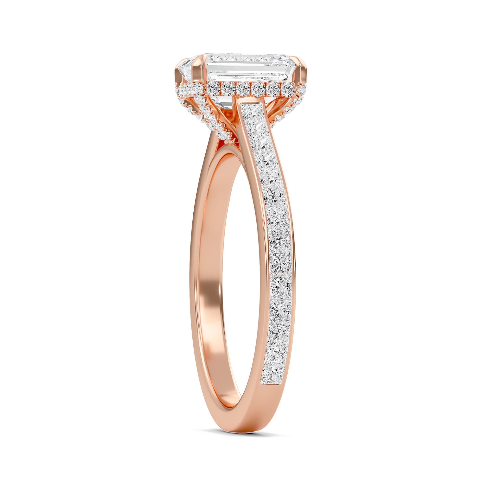 Emerald Channel Set Princess Engagement Ring