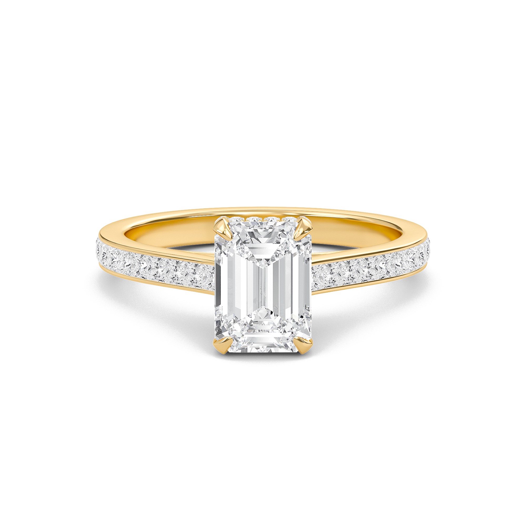 Emerald Channel Set Princess Engagement Ring