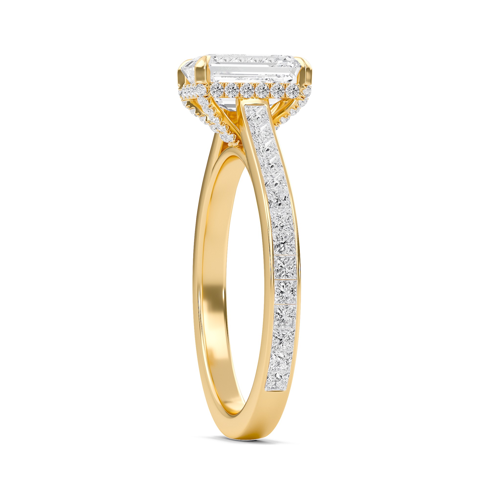 Emerald Channel Set Princess Engagement Ring