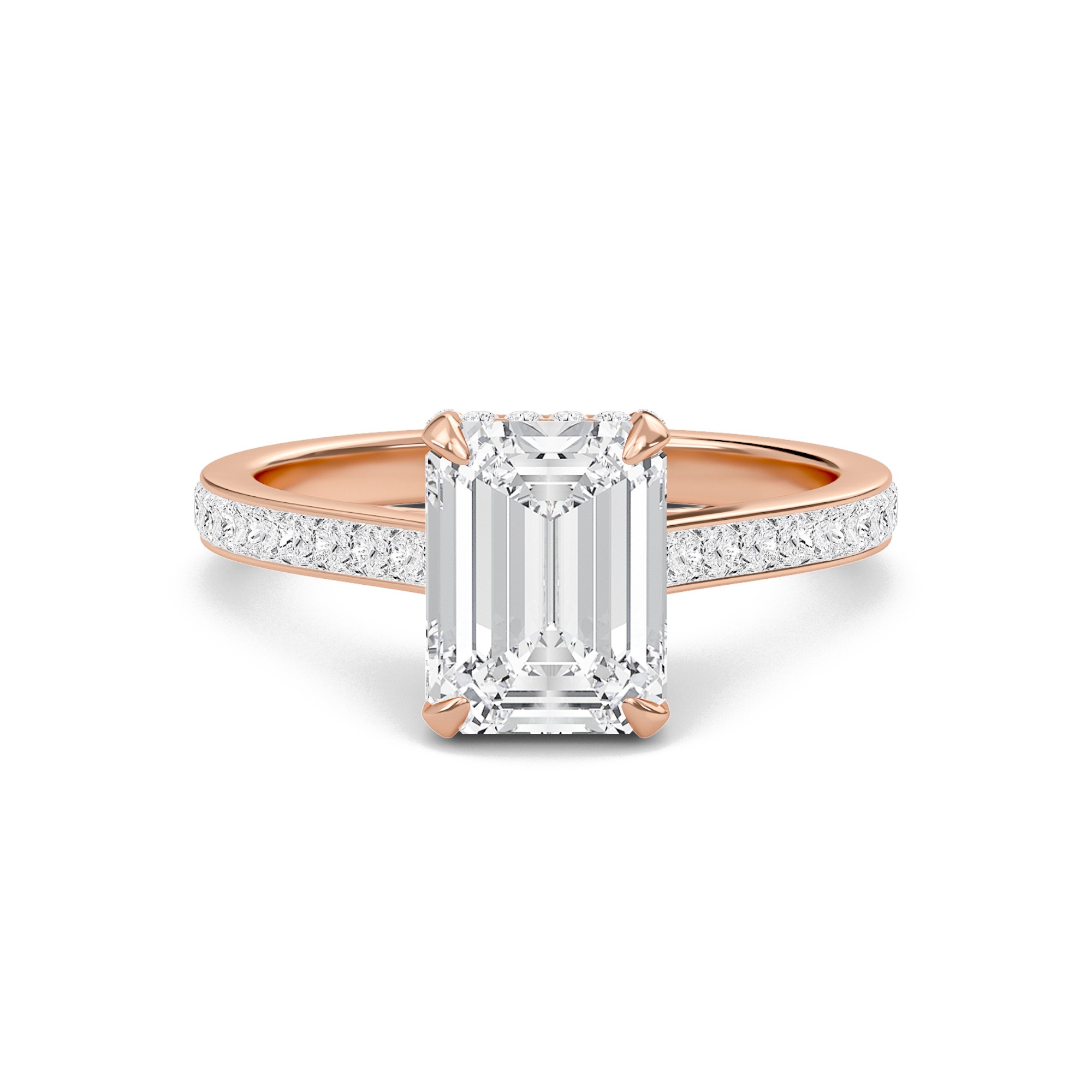 Emerald Channel Set Princess Engagement Ring