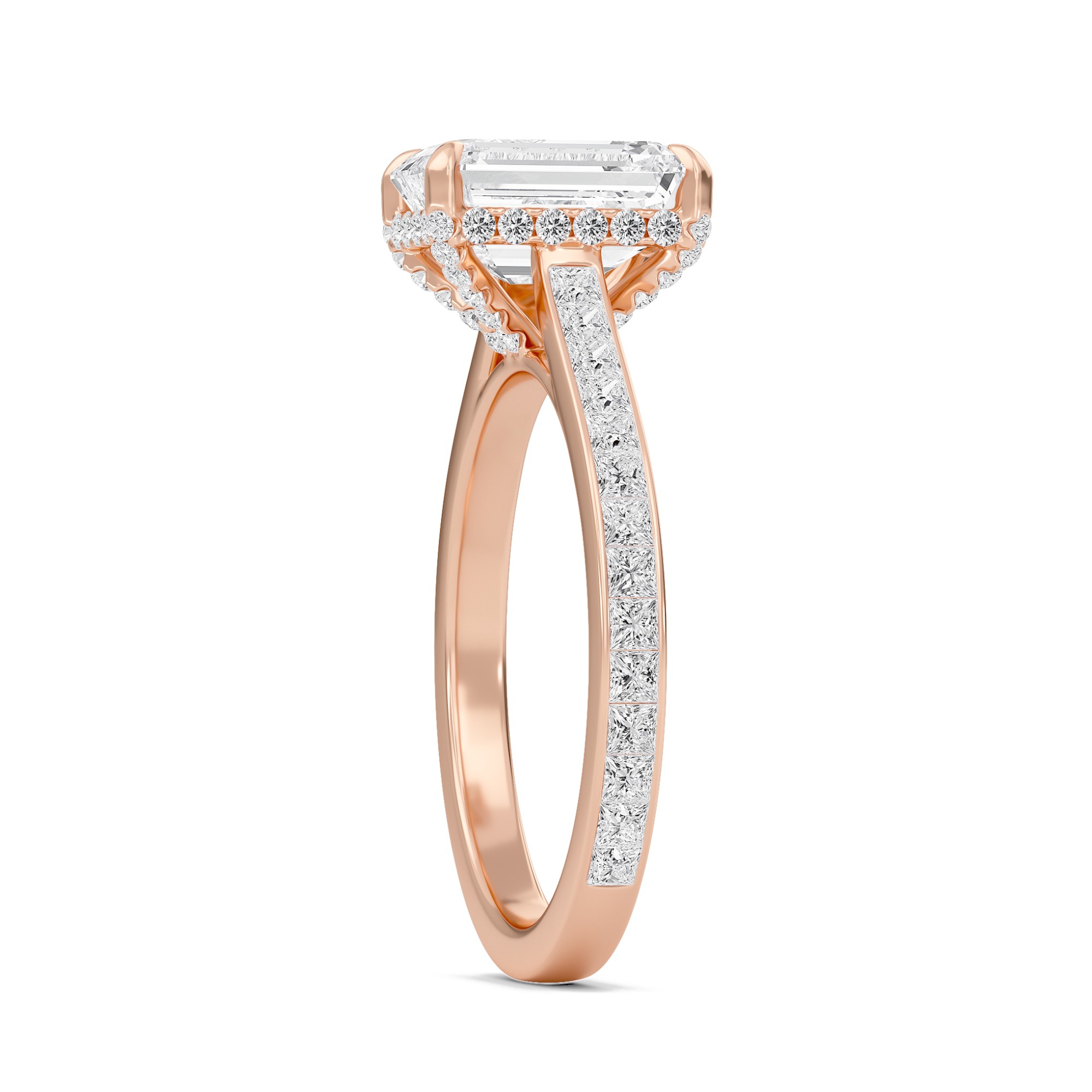 Emerald Channel Set Princess Engagement Ring