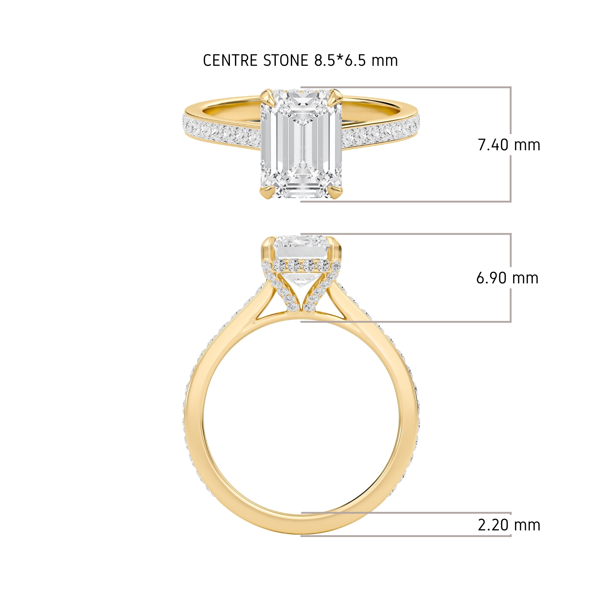 Emerald Channel Set Princess Engagement Ring