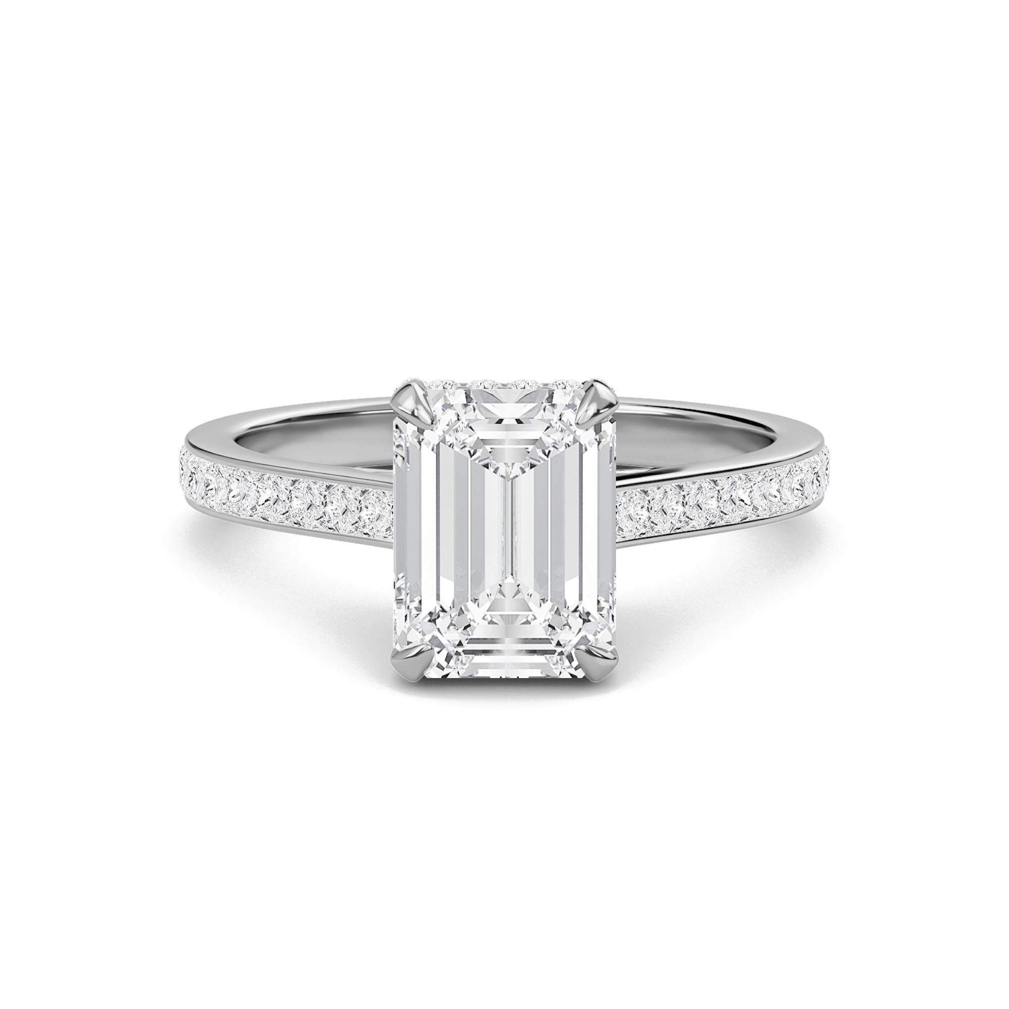 Emerald Channel Set Princess Engagement Ring