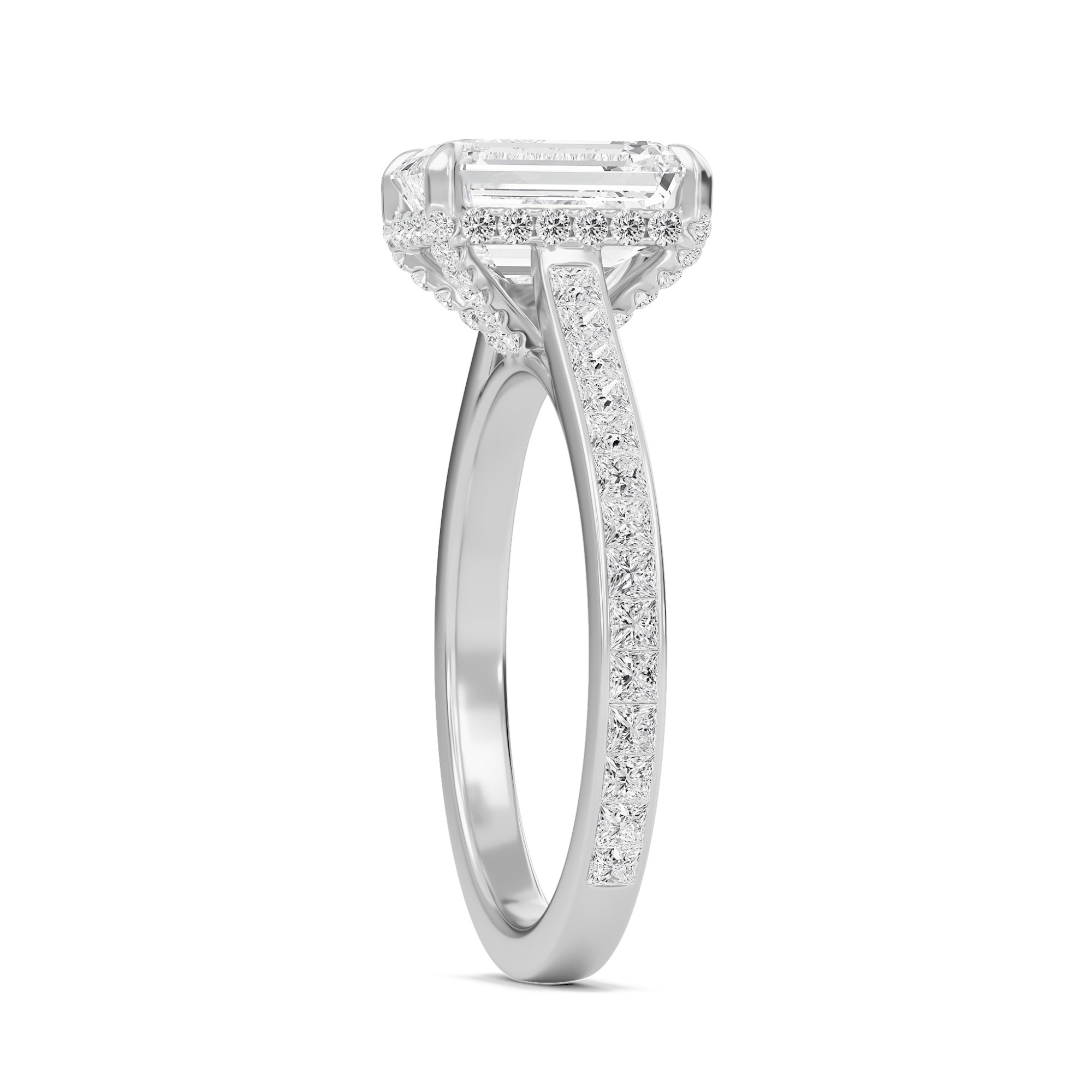 Emerald Channel Set Princess Engagement Ring