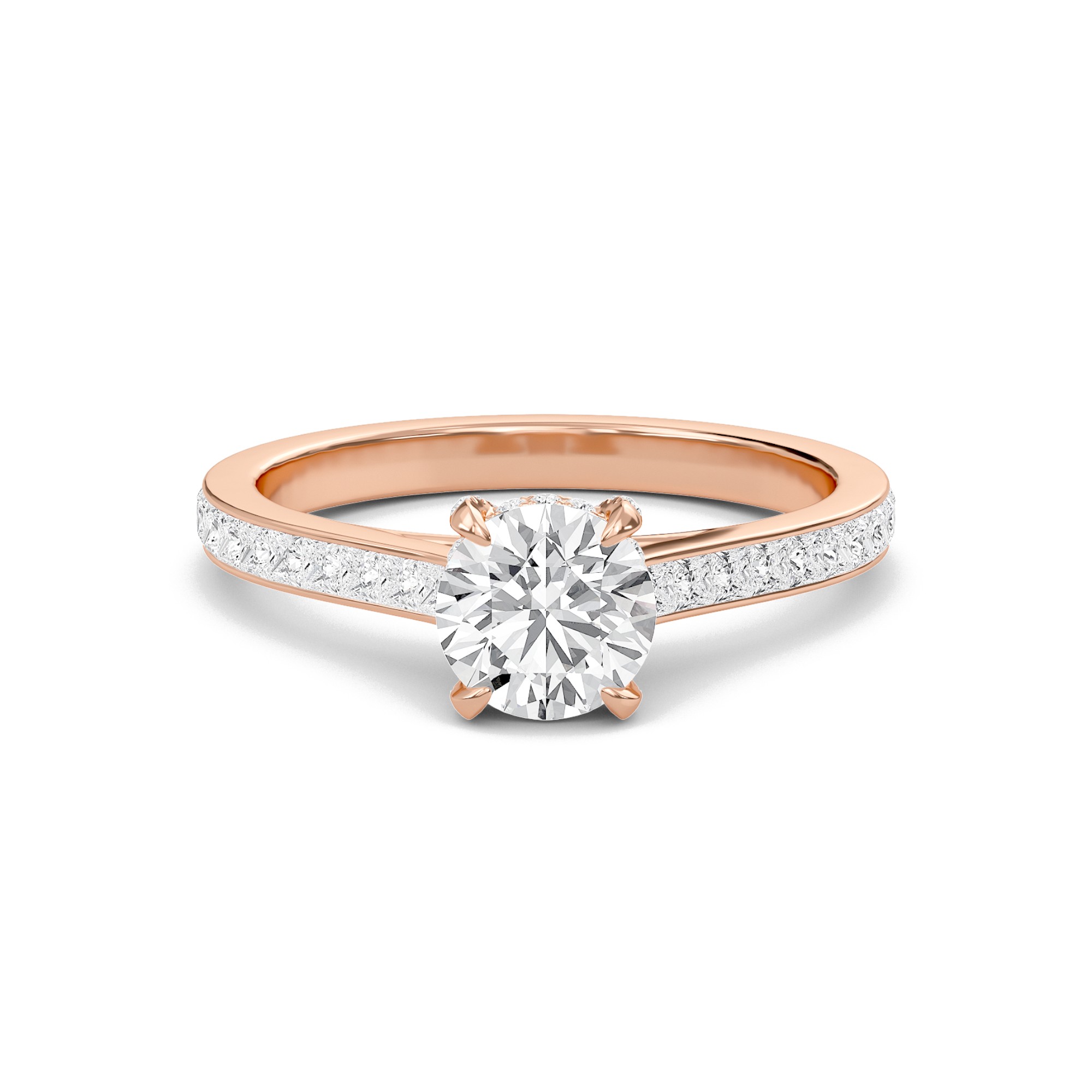 Round Channel Set Princess Engagement Ring