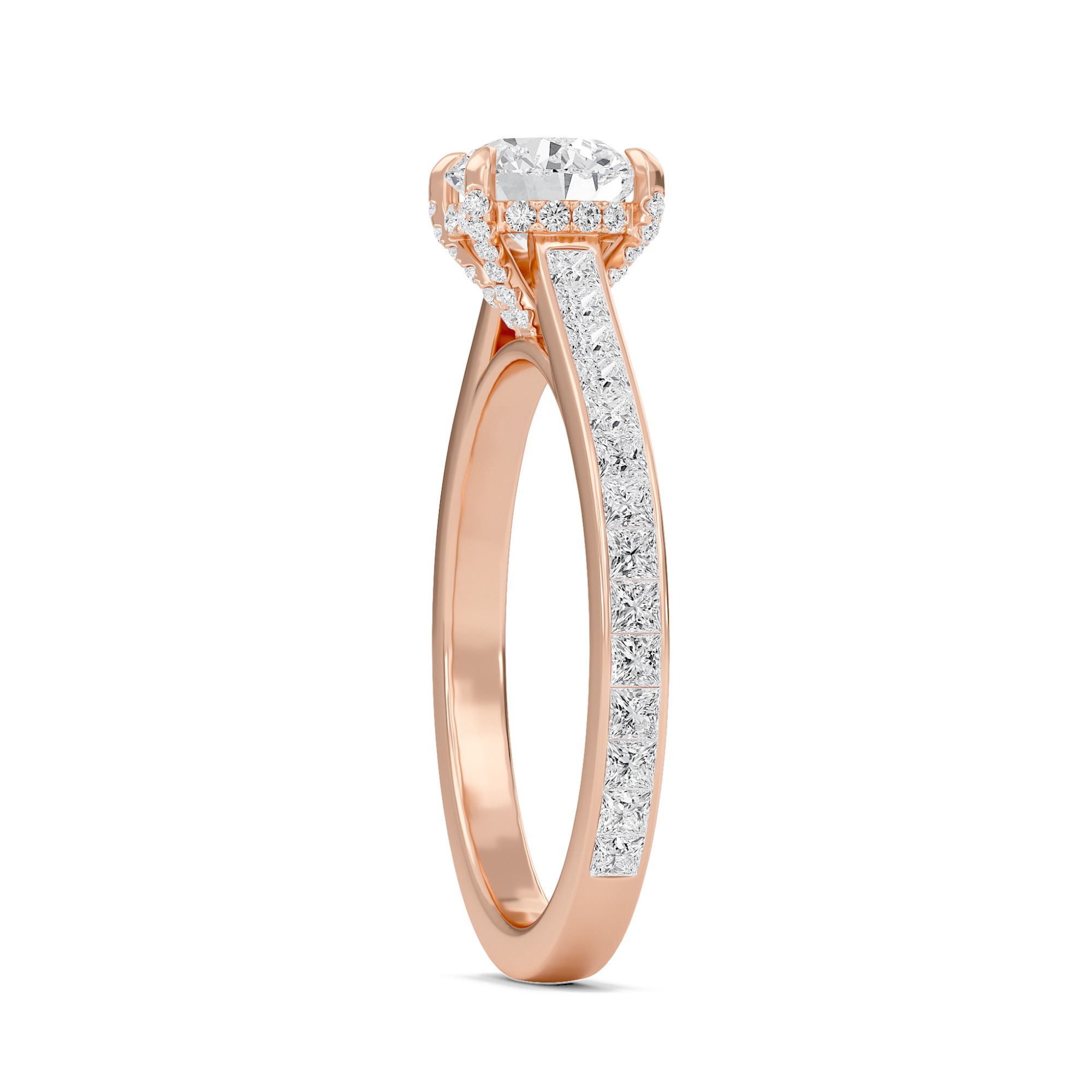 Round Channel Set Princess Engagement Ring
