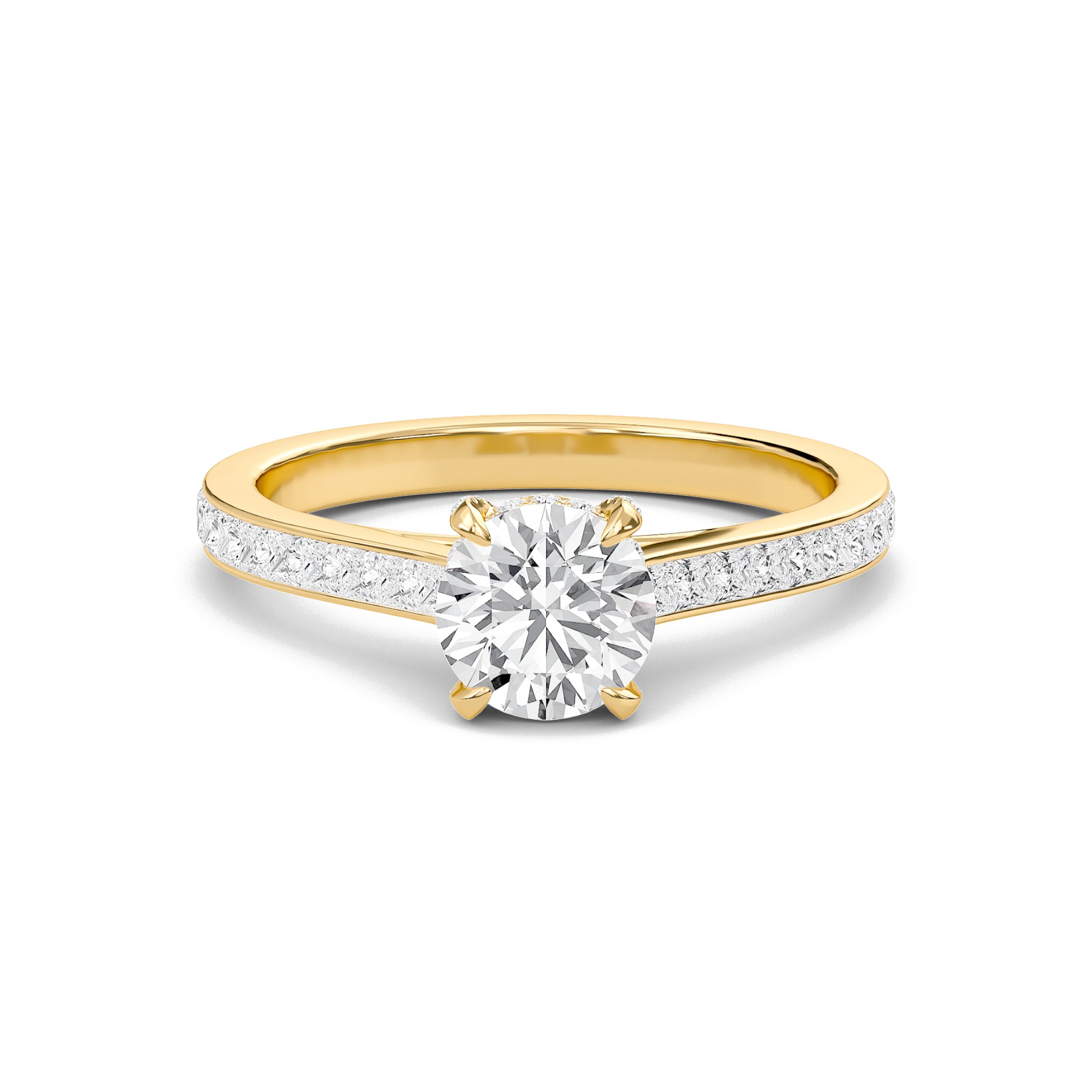 Round Channel Set Princess Engagement Ring