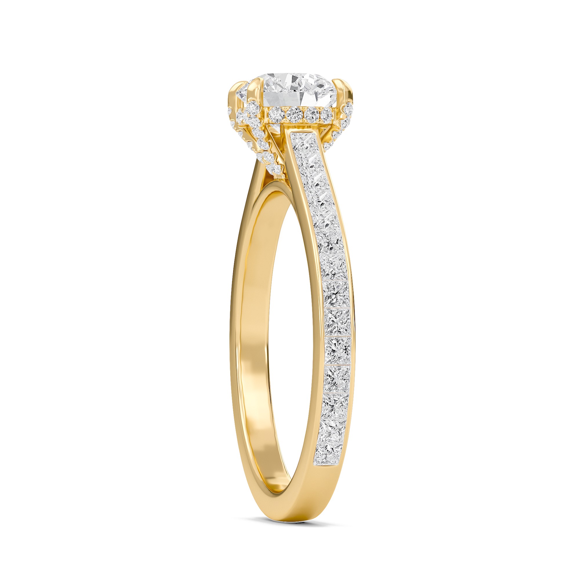 Round Channel Set Princess Engagement Ring