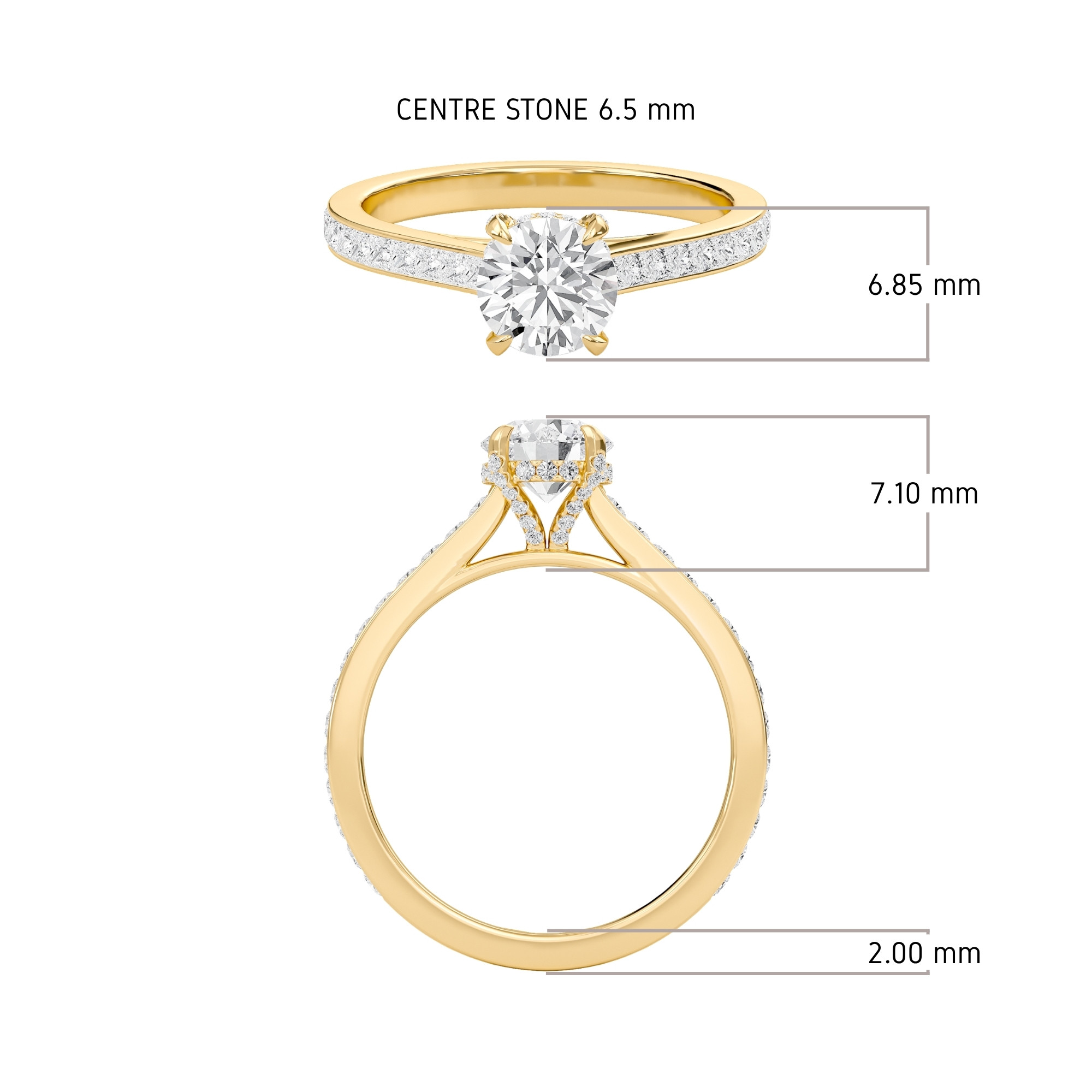 Round Channel Set Princess Engagement Ring