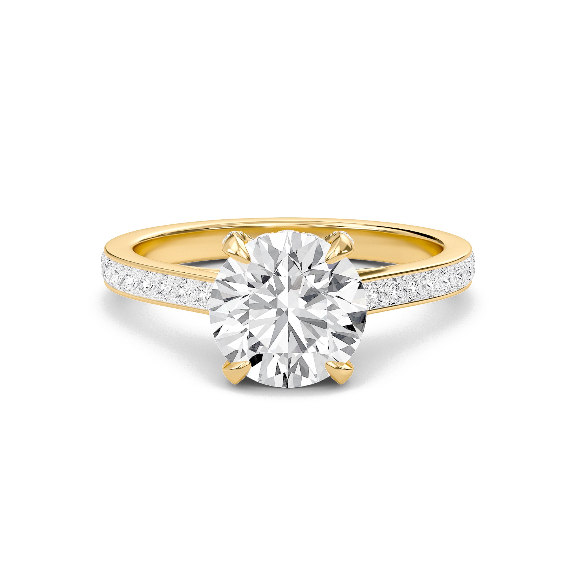 Round Channel Set Princess Engagement Ring