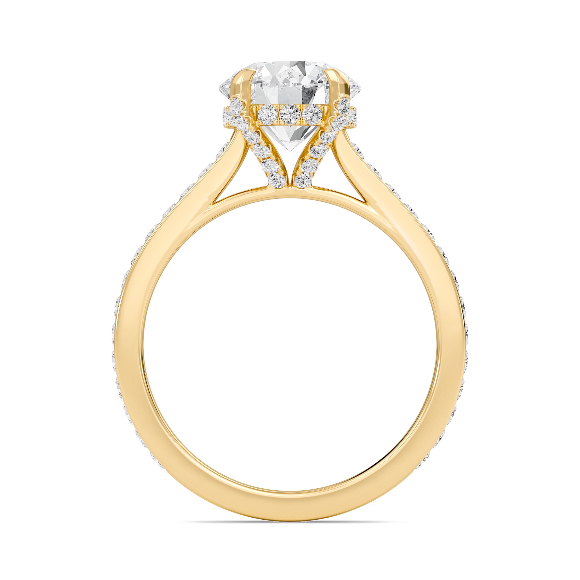 Round Channel Set Princess Engagement Ring
