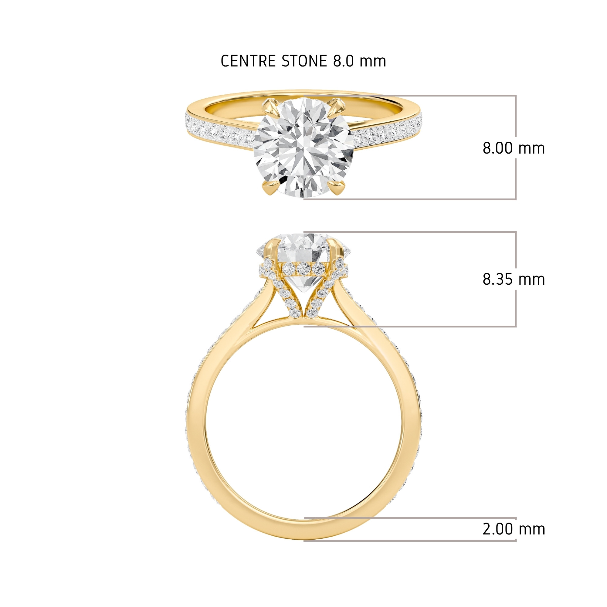 Round Channel Set Princess Engagement Ring