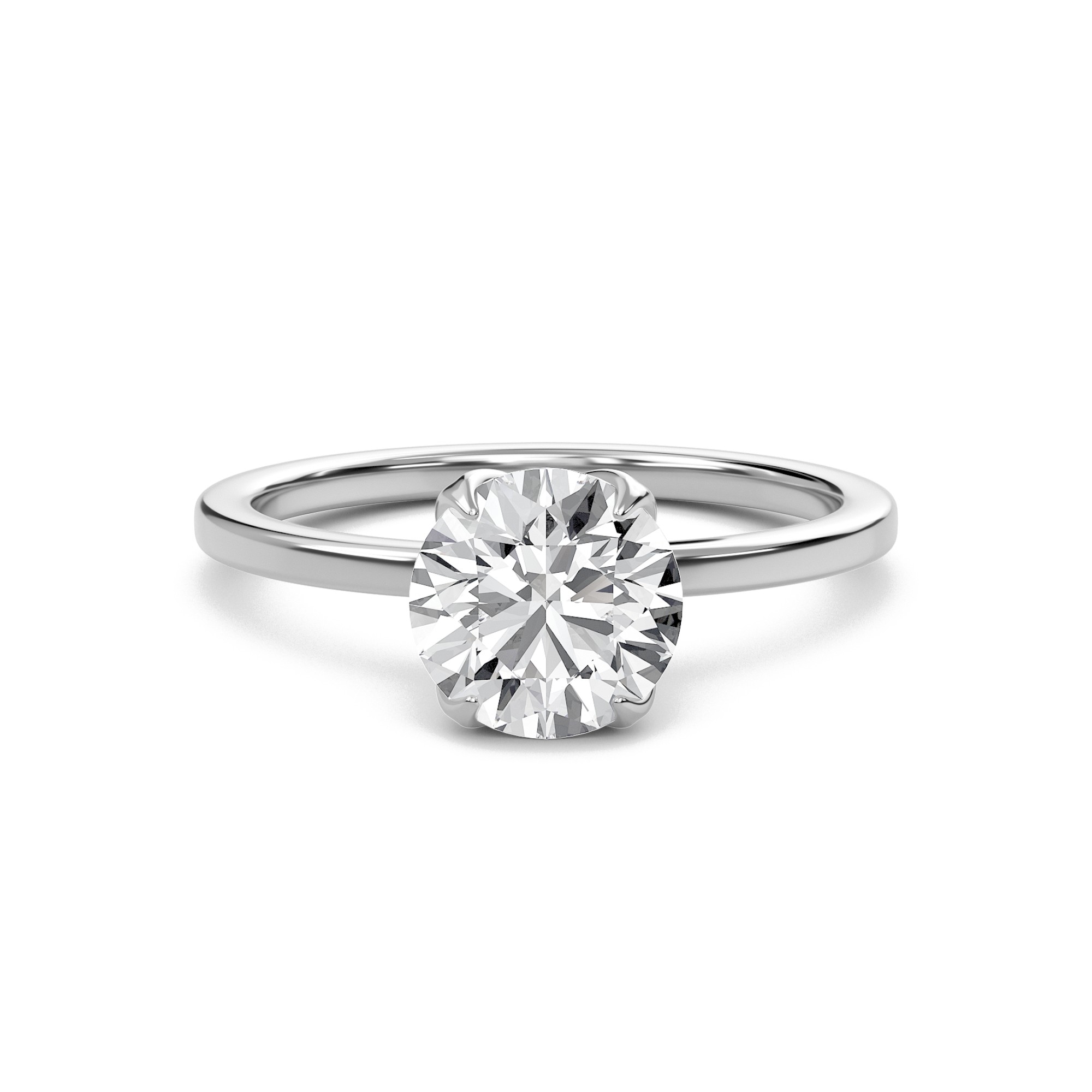 Round Petal Four Prong Engagement Ring