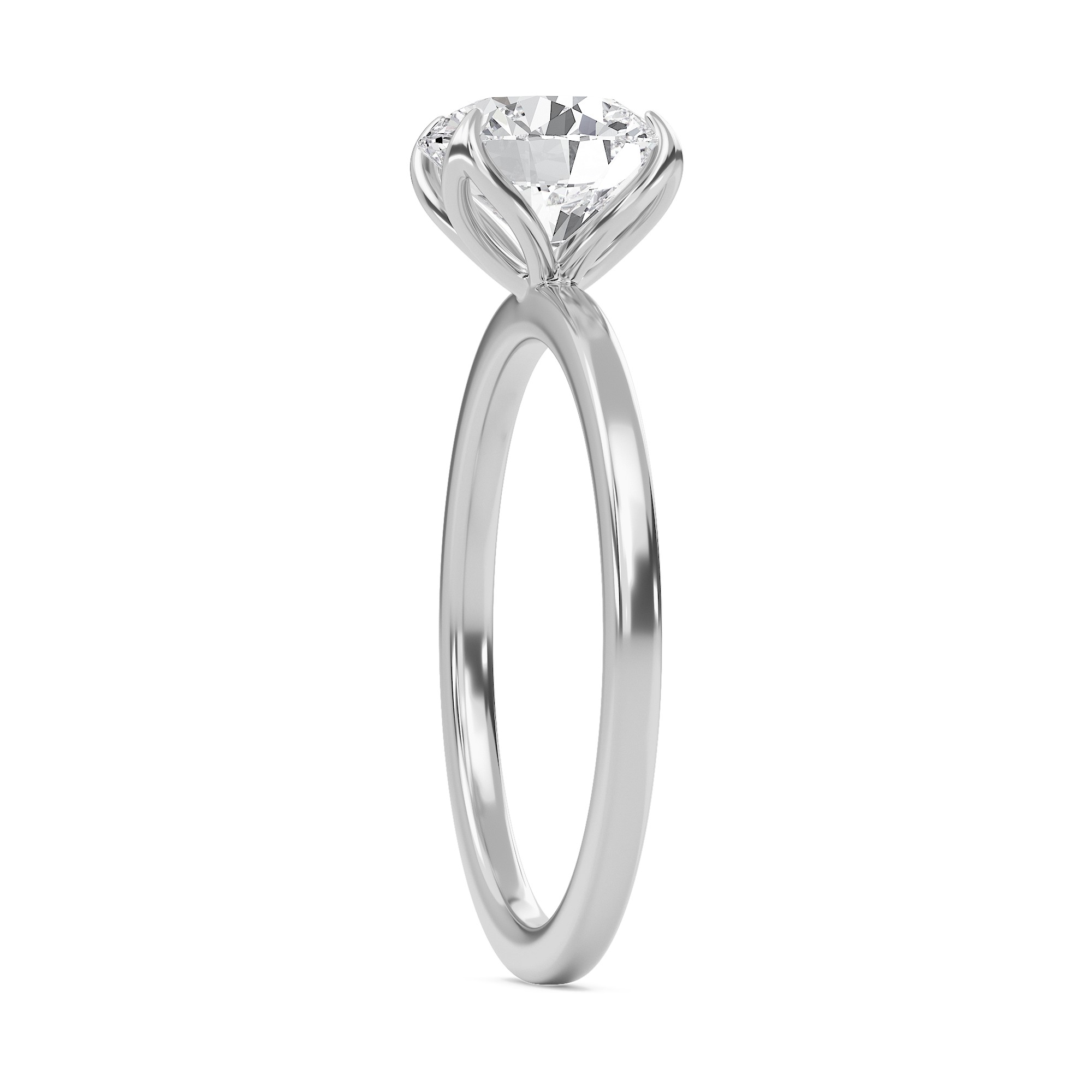 Round Petal Four Prong Engagement Ring