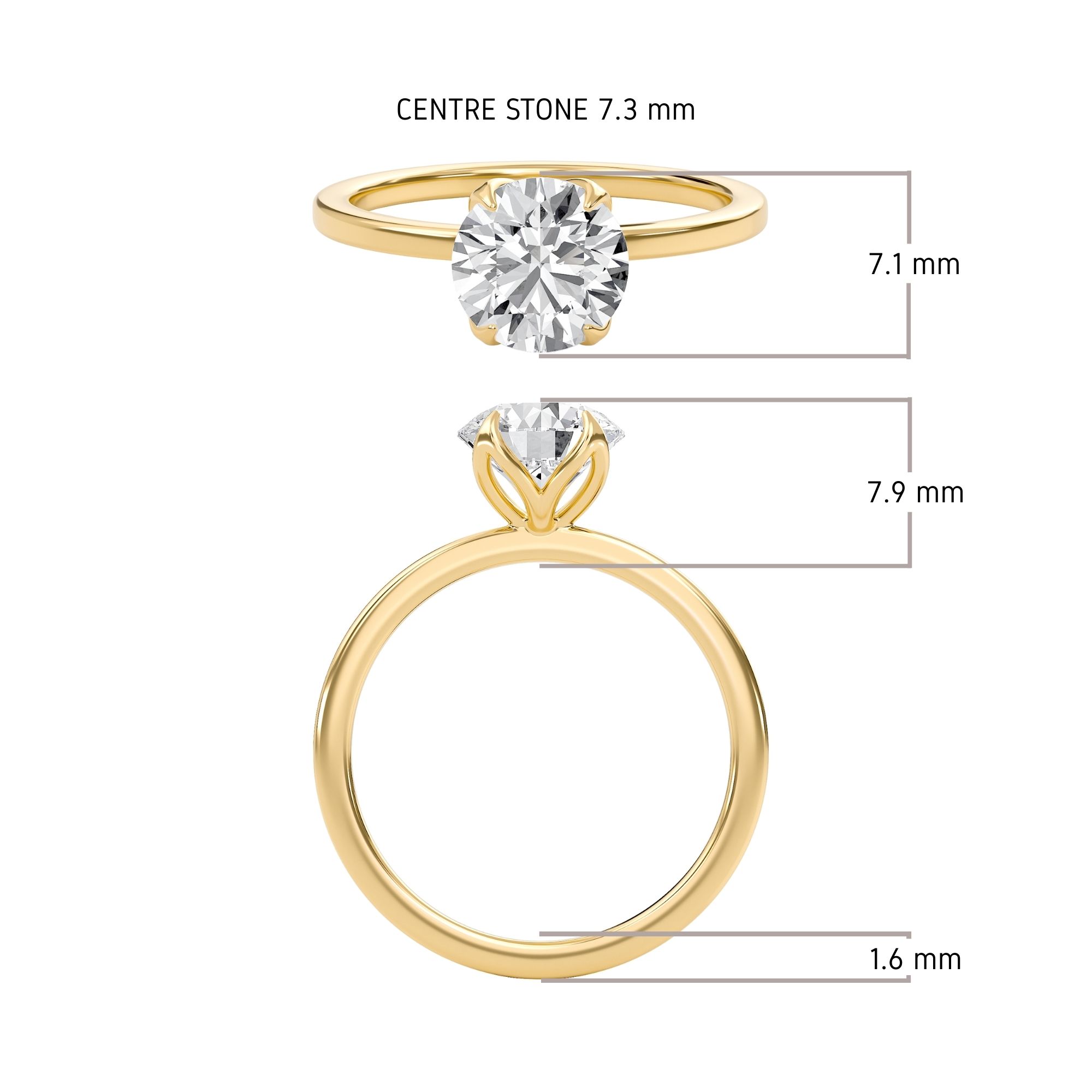 Round Petal Four Prong Engagement Ring