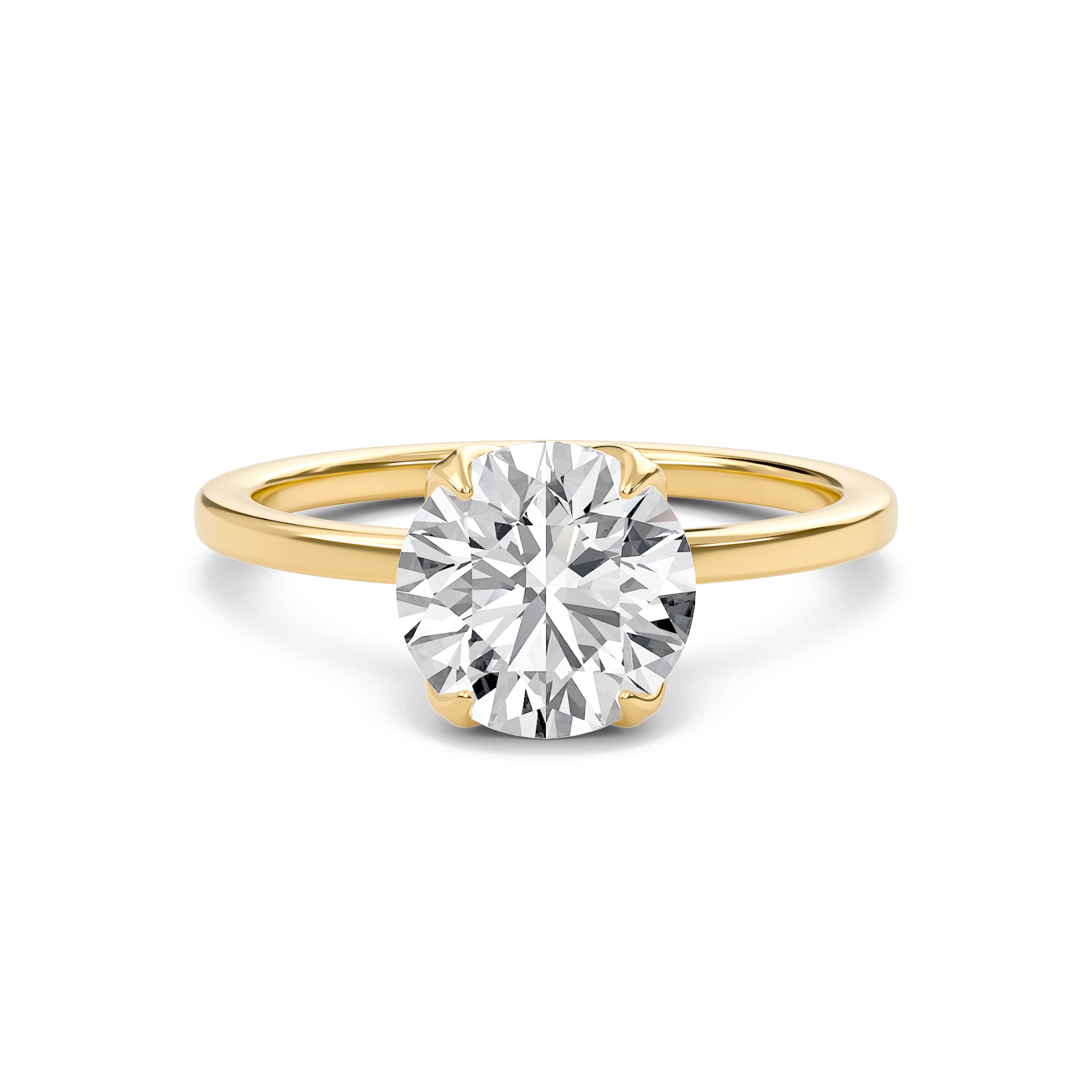Round Petal Four Prong Engagement Ring