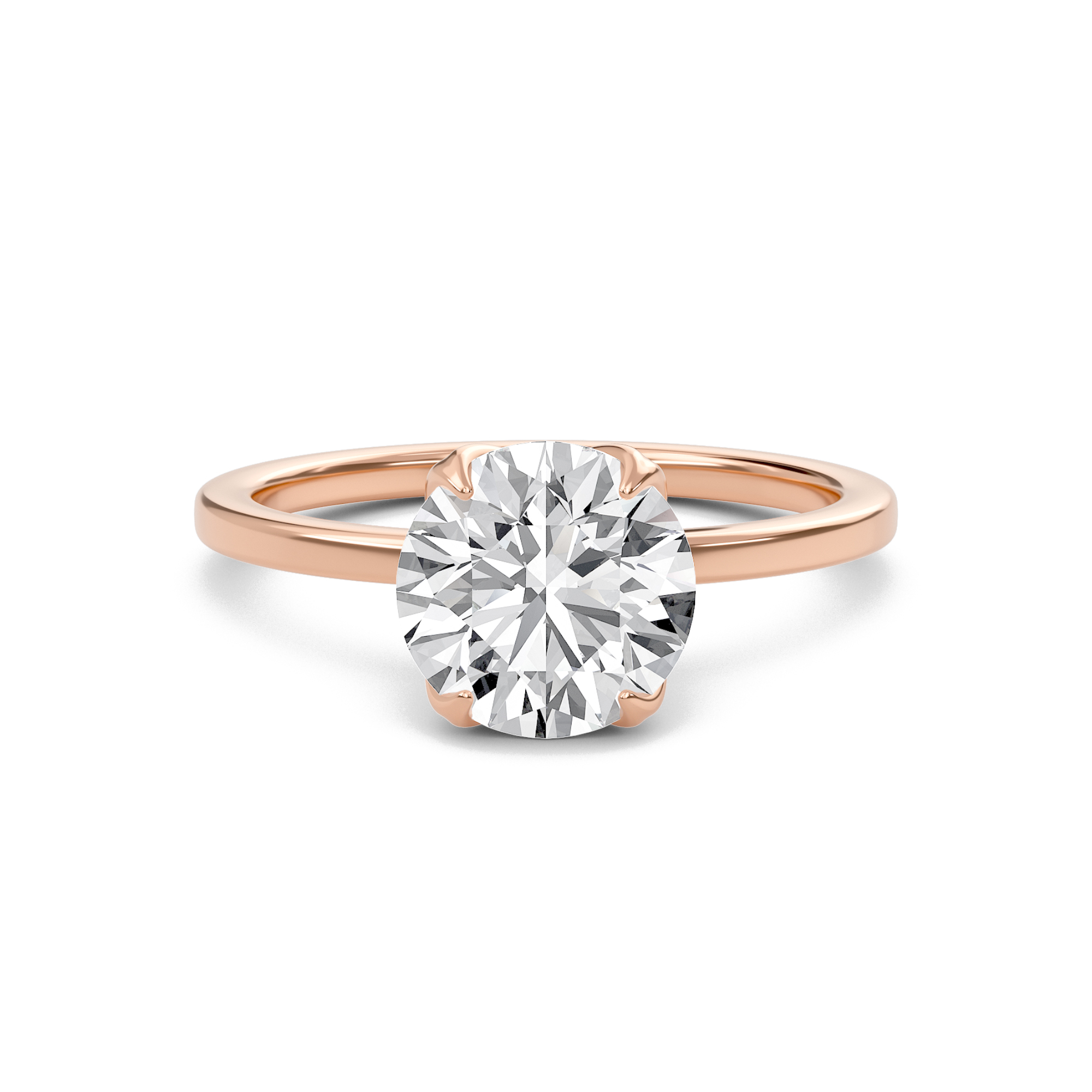 Round Petal Four Prong Engagement Ring