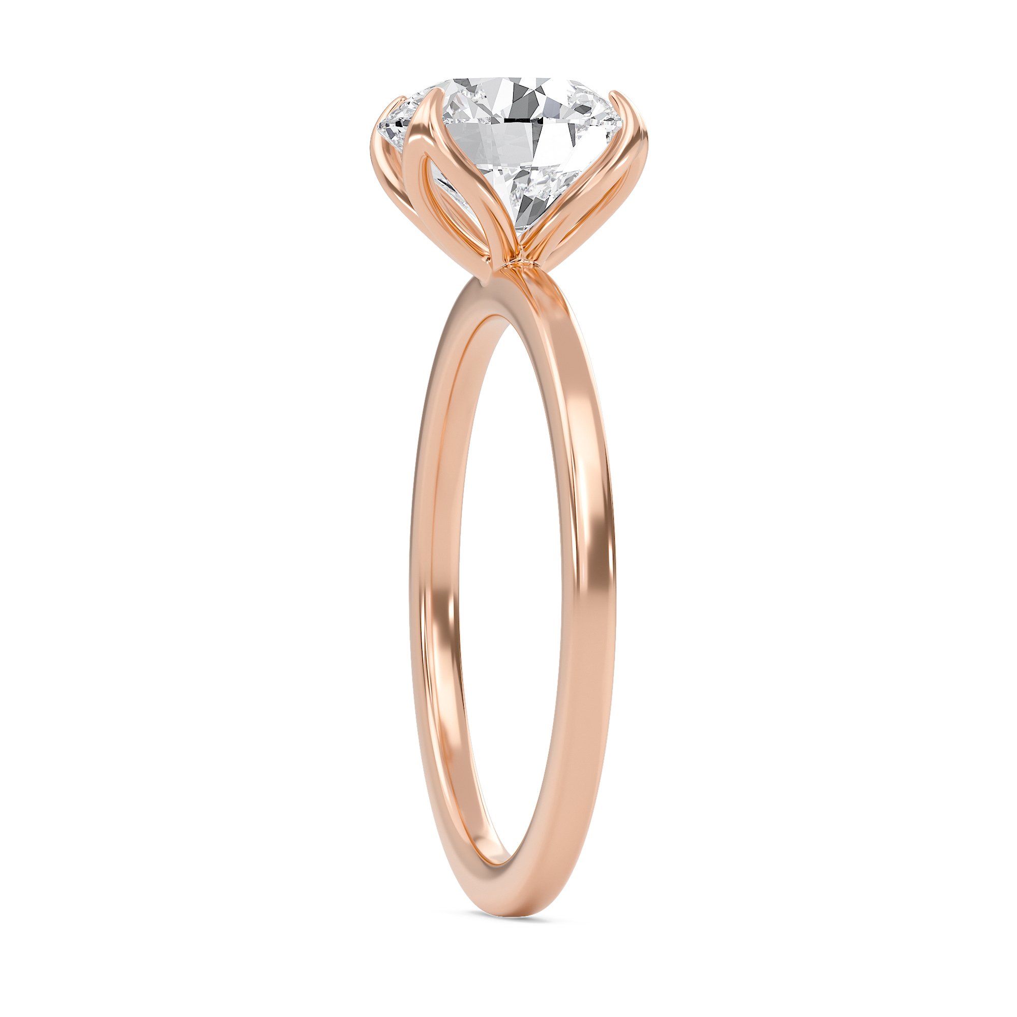 Round Petal Four Prong Engagement Ring