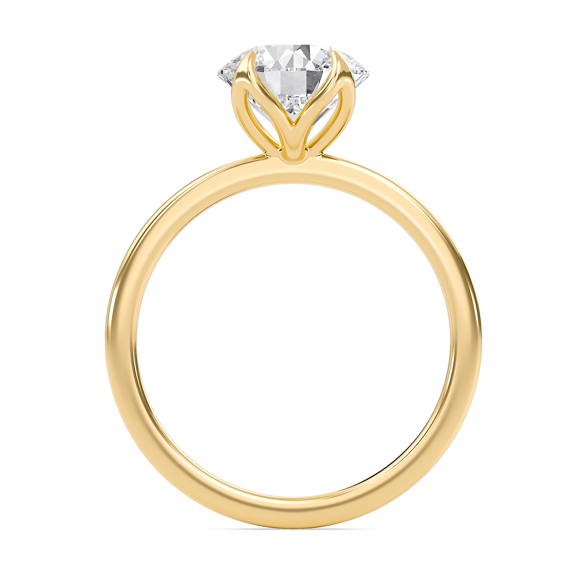 Round Petal Four Prong Engagement Ring