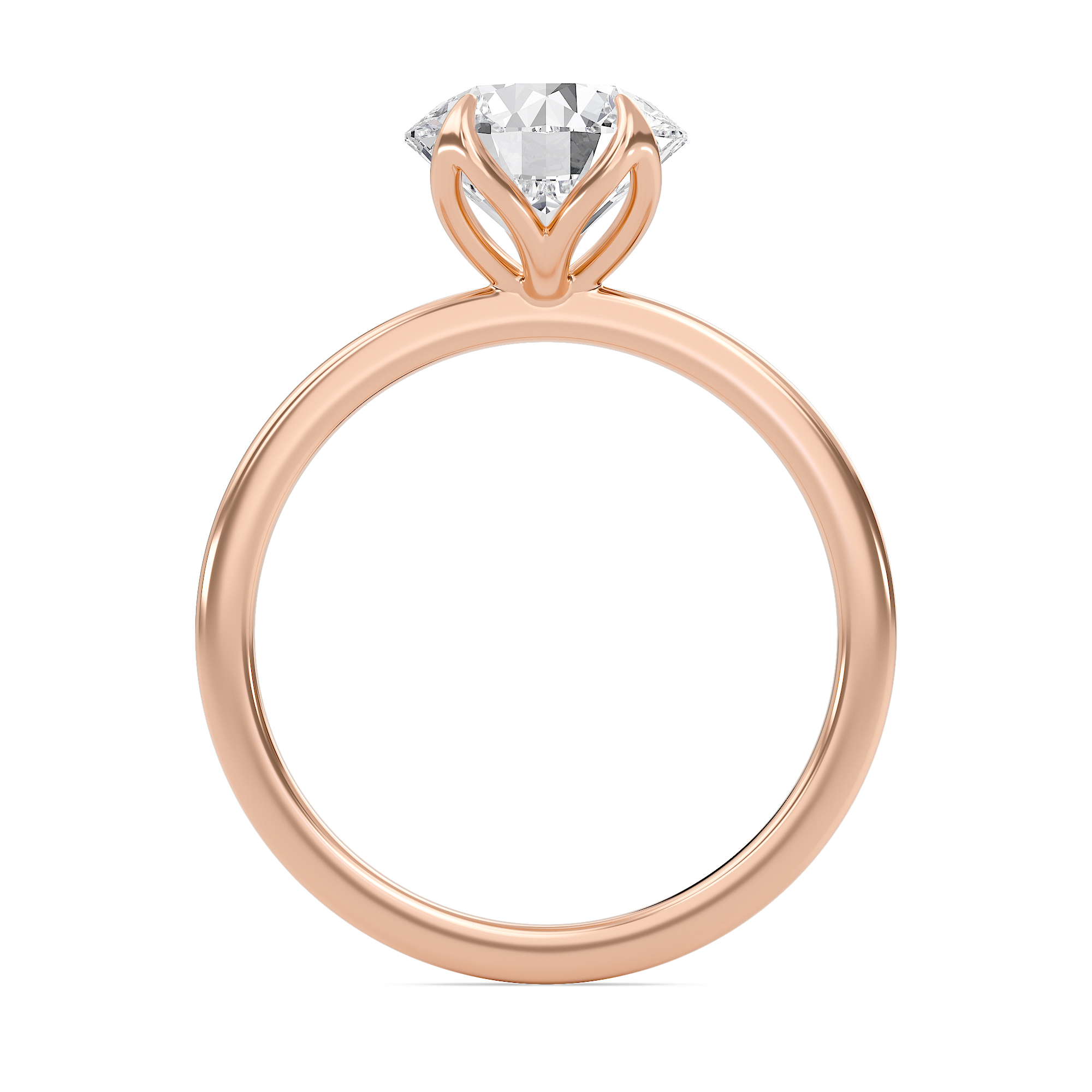 Round Petal Four Prong Engagement Ring