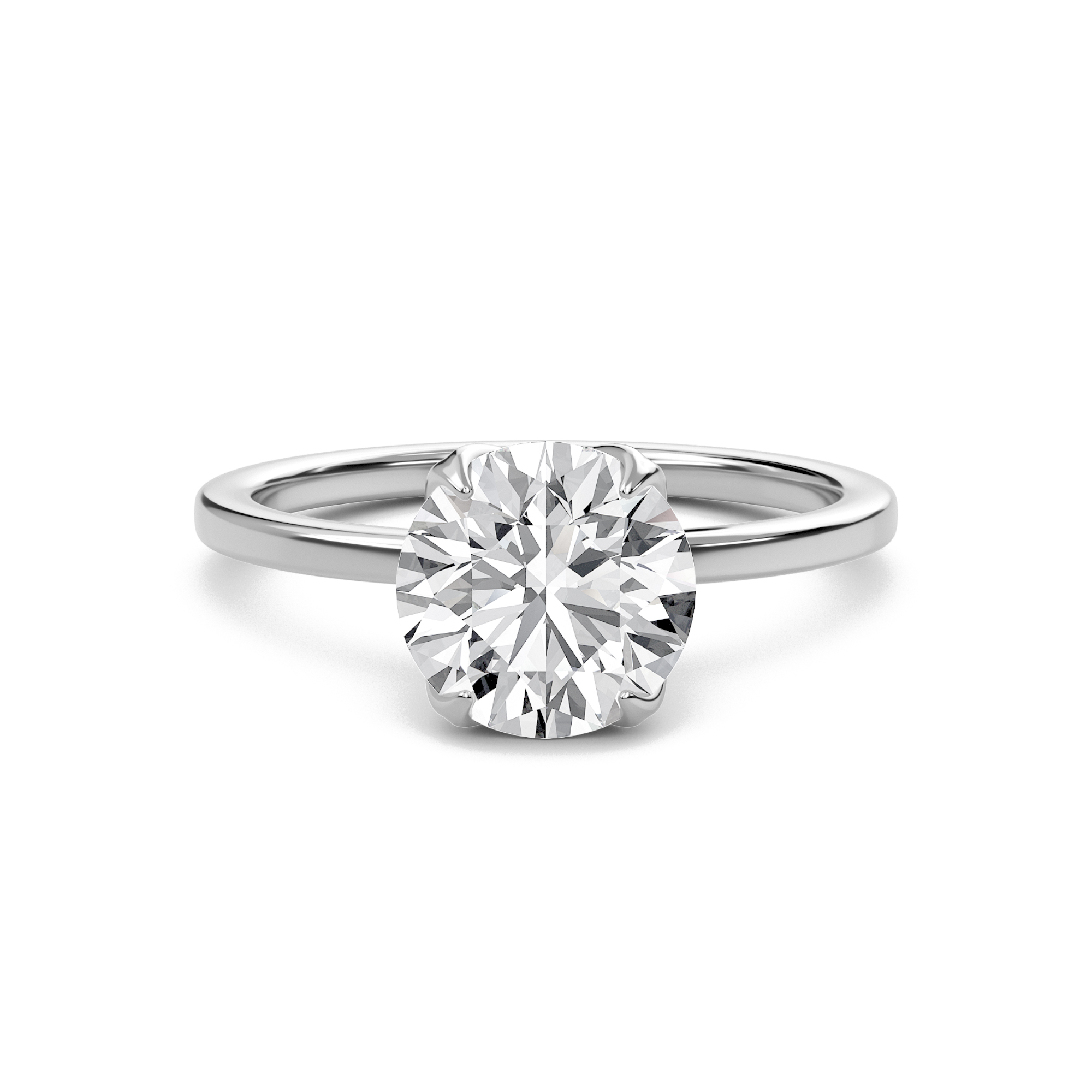 Round Petal Four Prong Engagement Ring