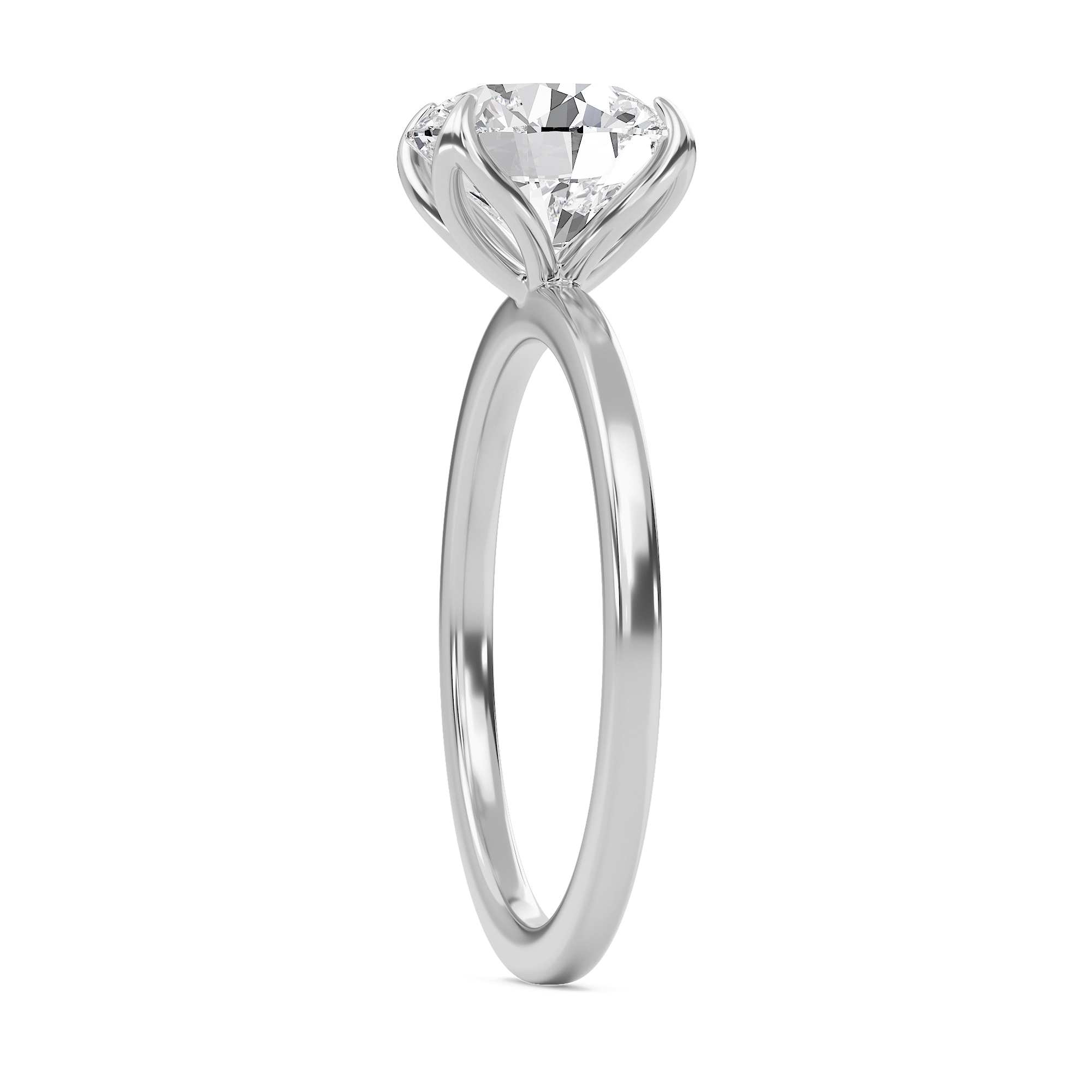 Round Petal Four Prong Engagement Ring