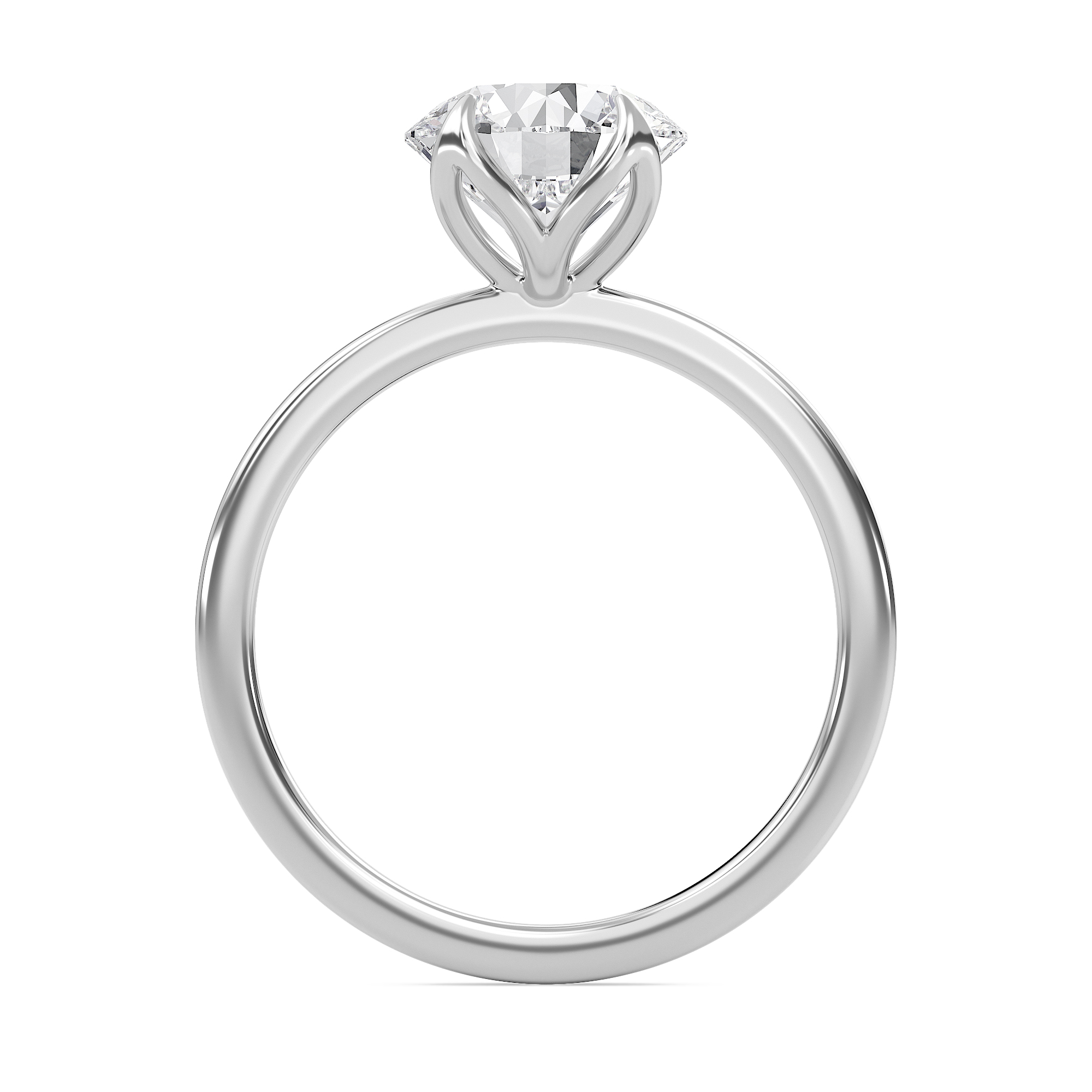 Round Petal Four Prong Engagement Ring