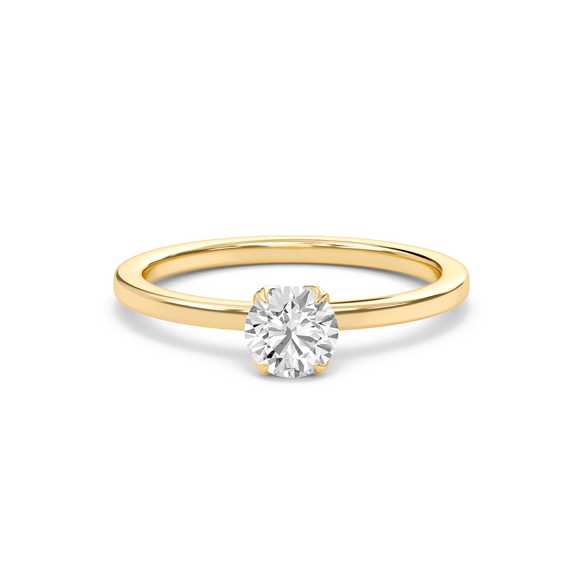 Round Petal Four Prong Engagement Ring