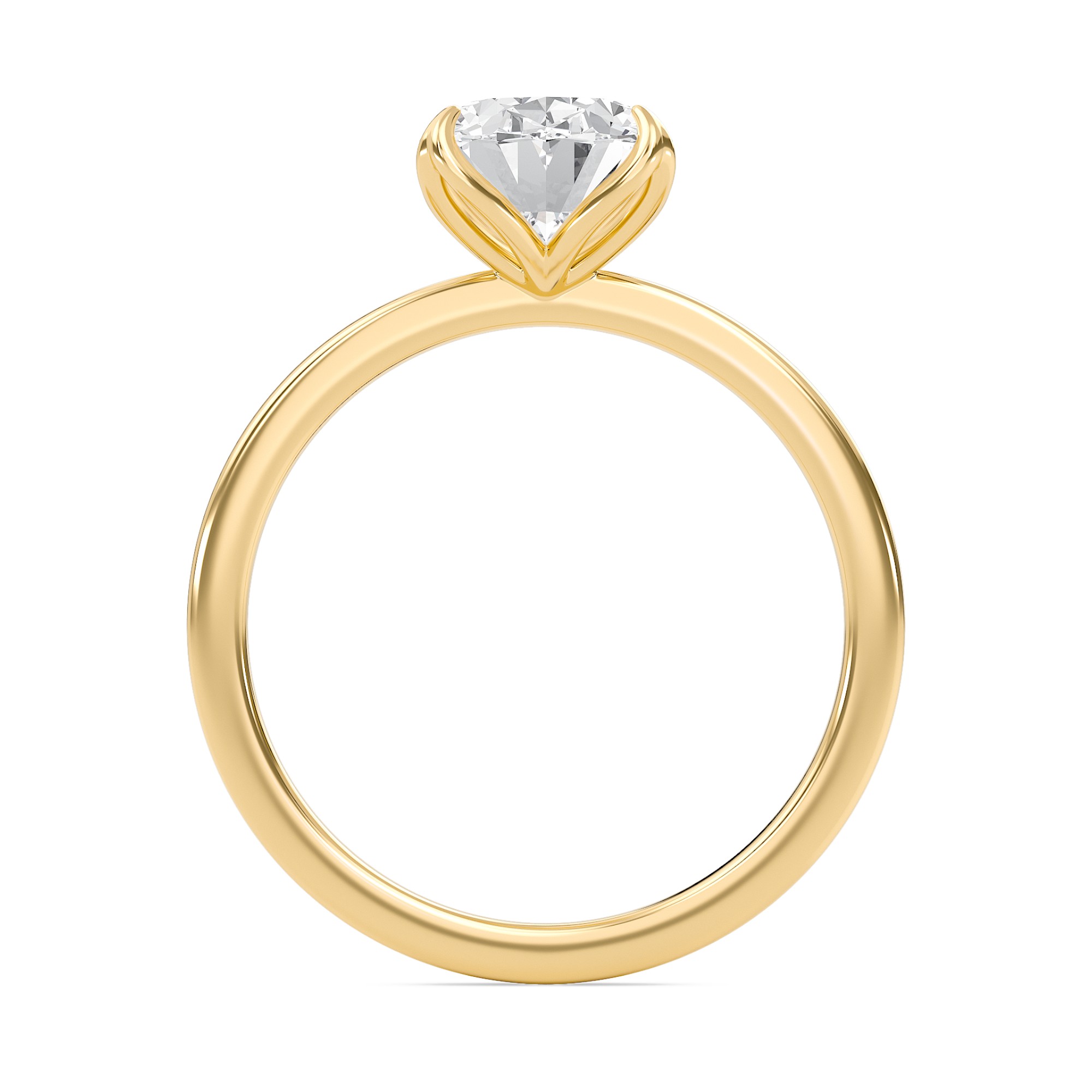 Round Petal Four Prong Engagement Ring