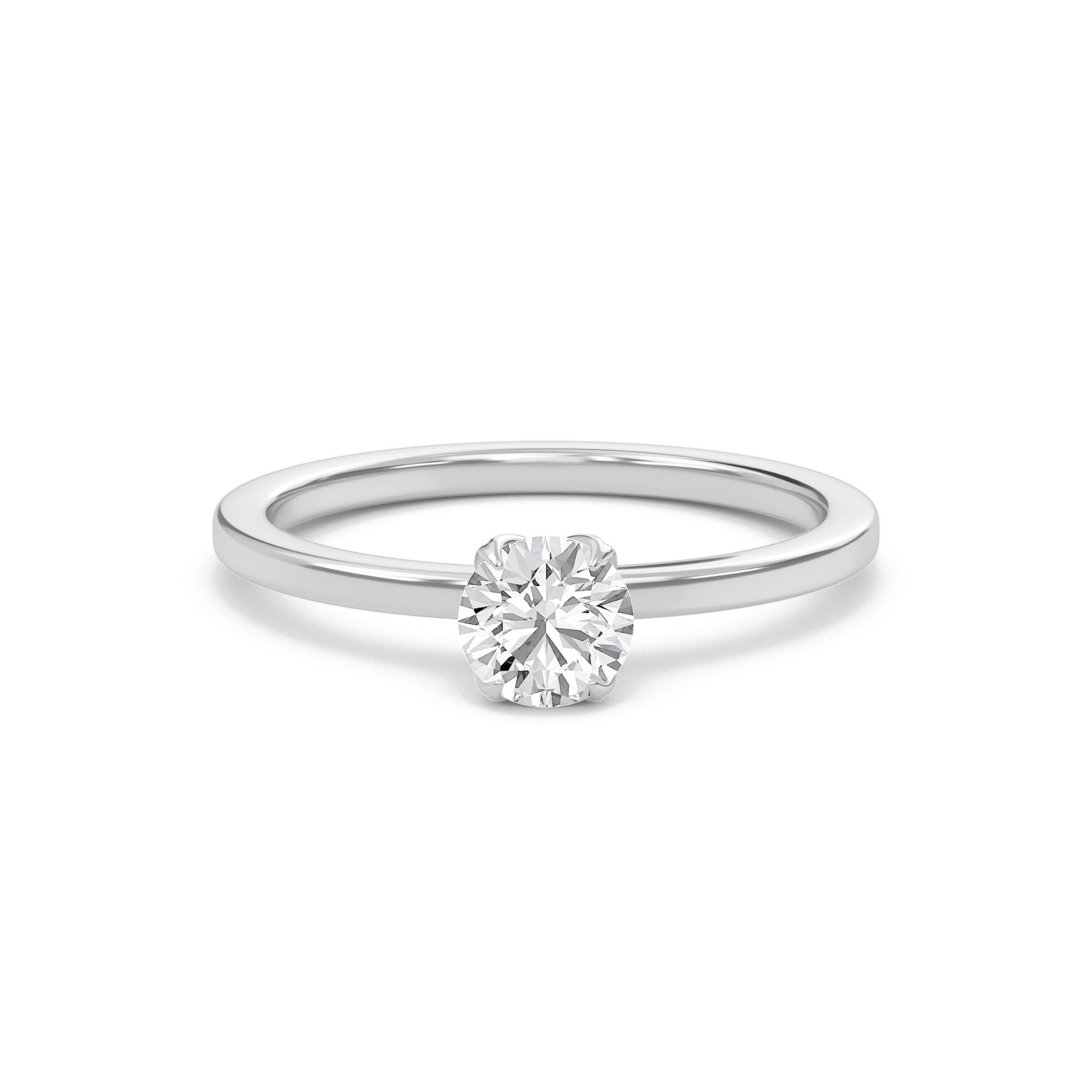 Round Petal Four Prong Engagement Ring