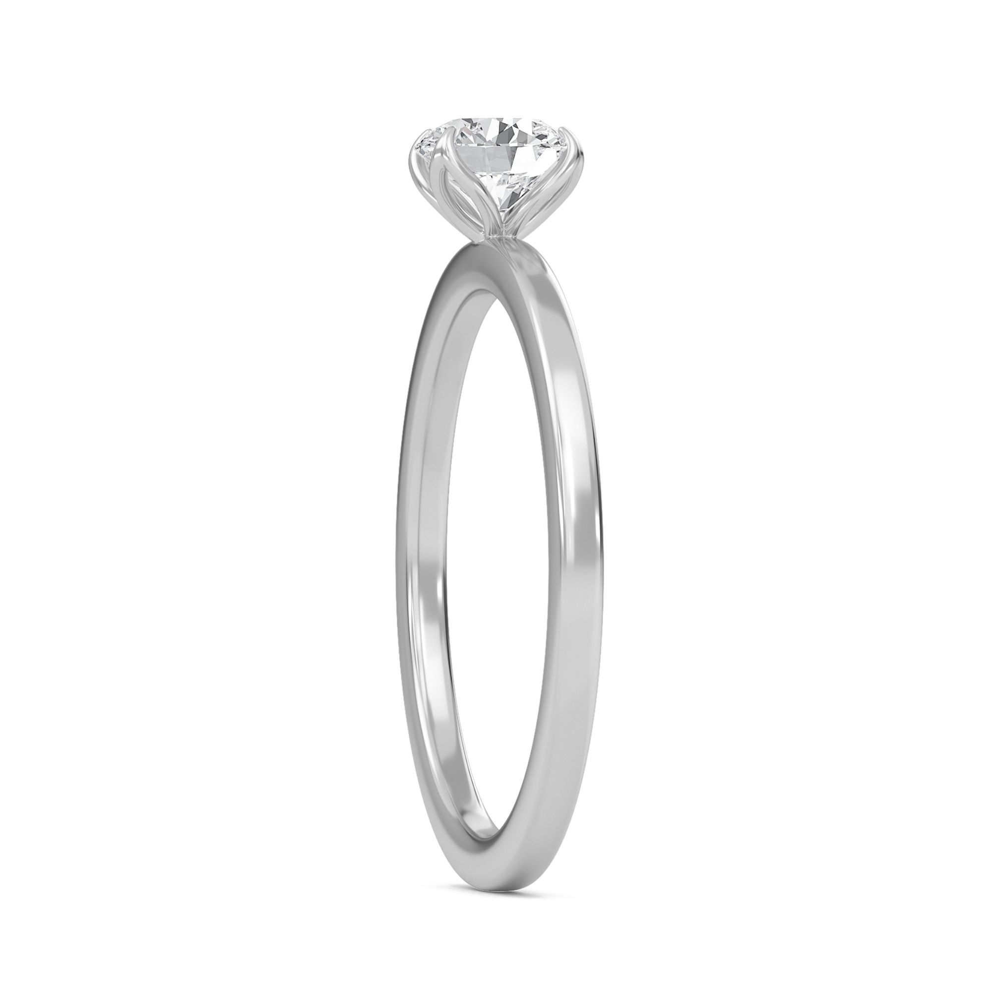 Round Petal Four Prong Engagement Ring