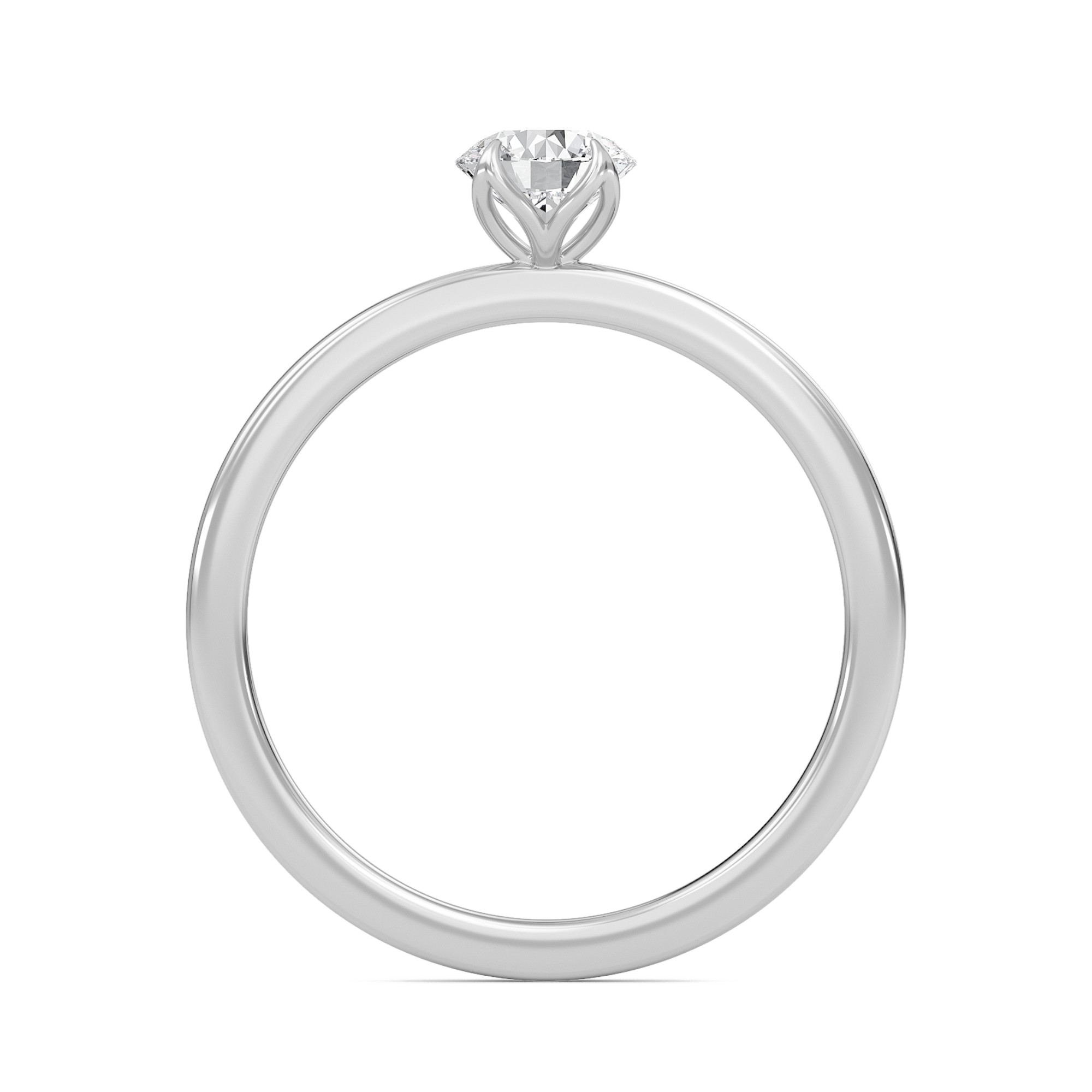 Round Petal Four Prong Engagement Ring