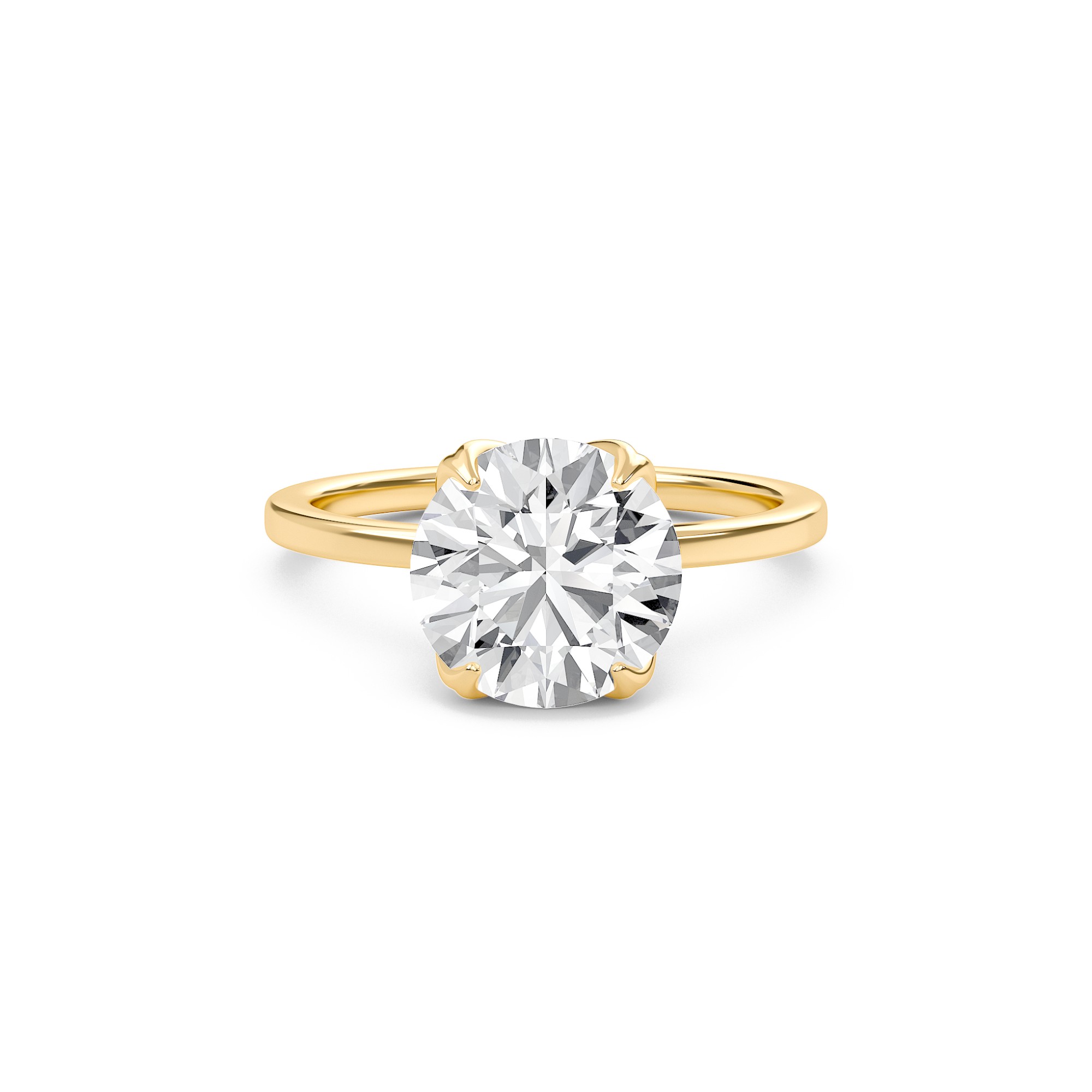 Round Petal Four Prong Engagement Ring