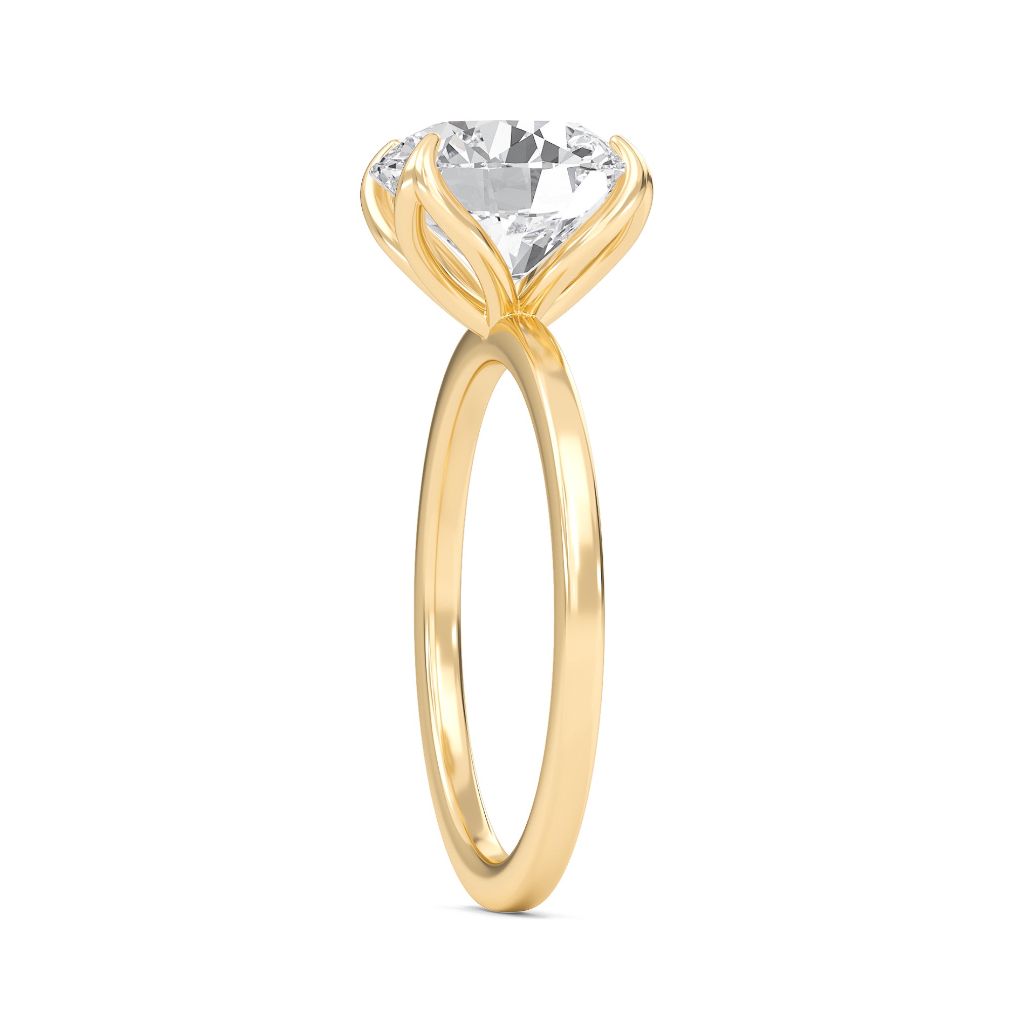 Round Petal Four Prong Engagement Ring
