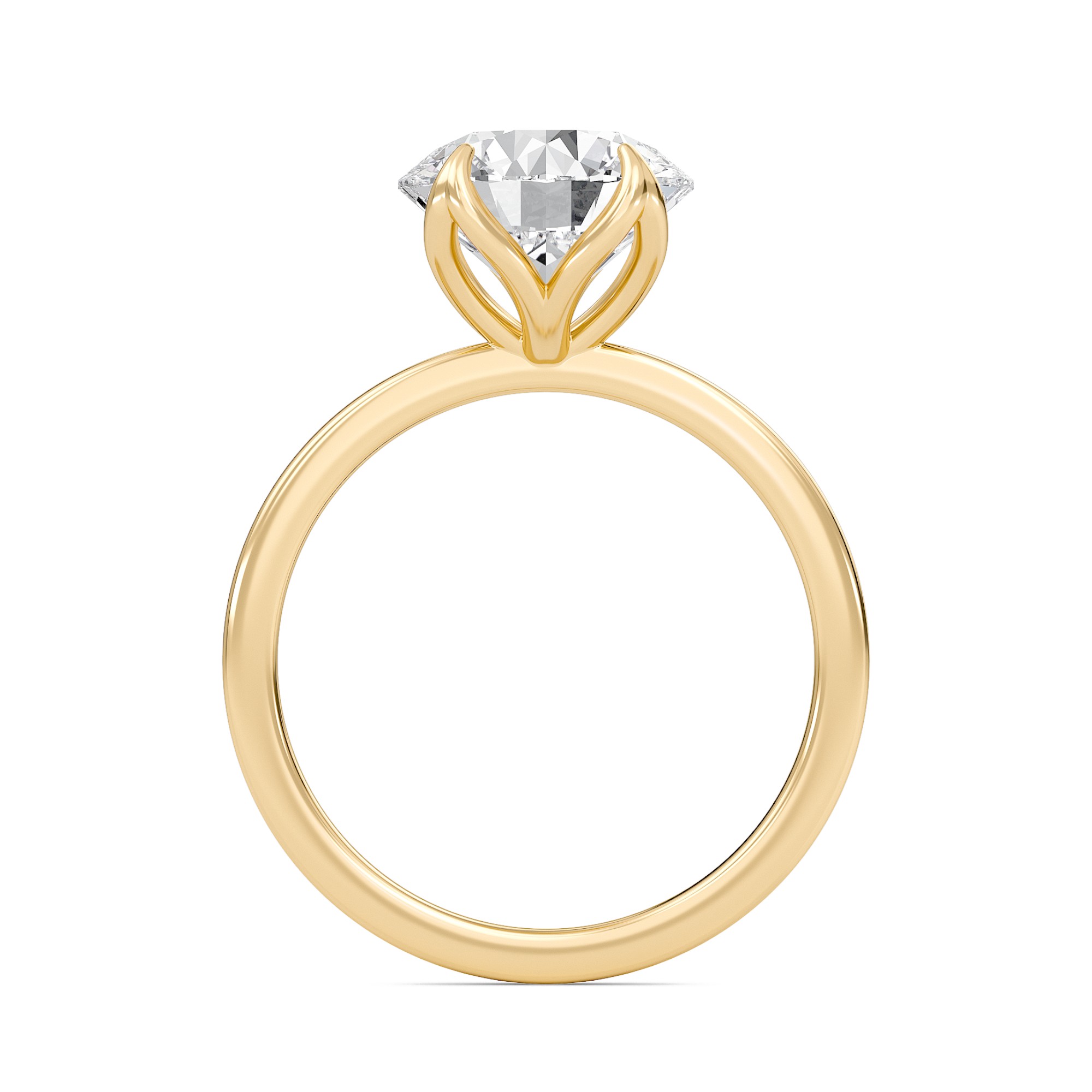 Round Petal Four Prong Engagement Ring