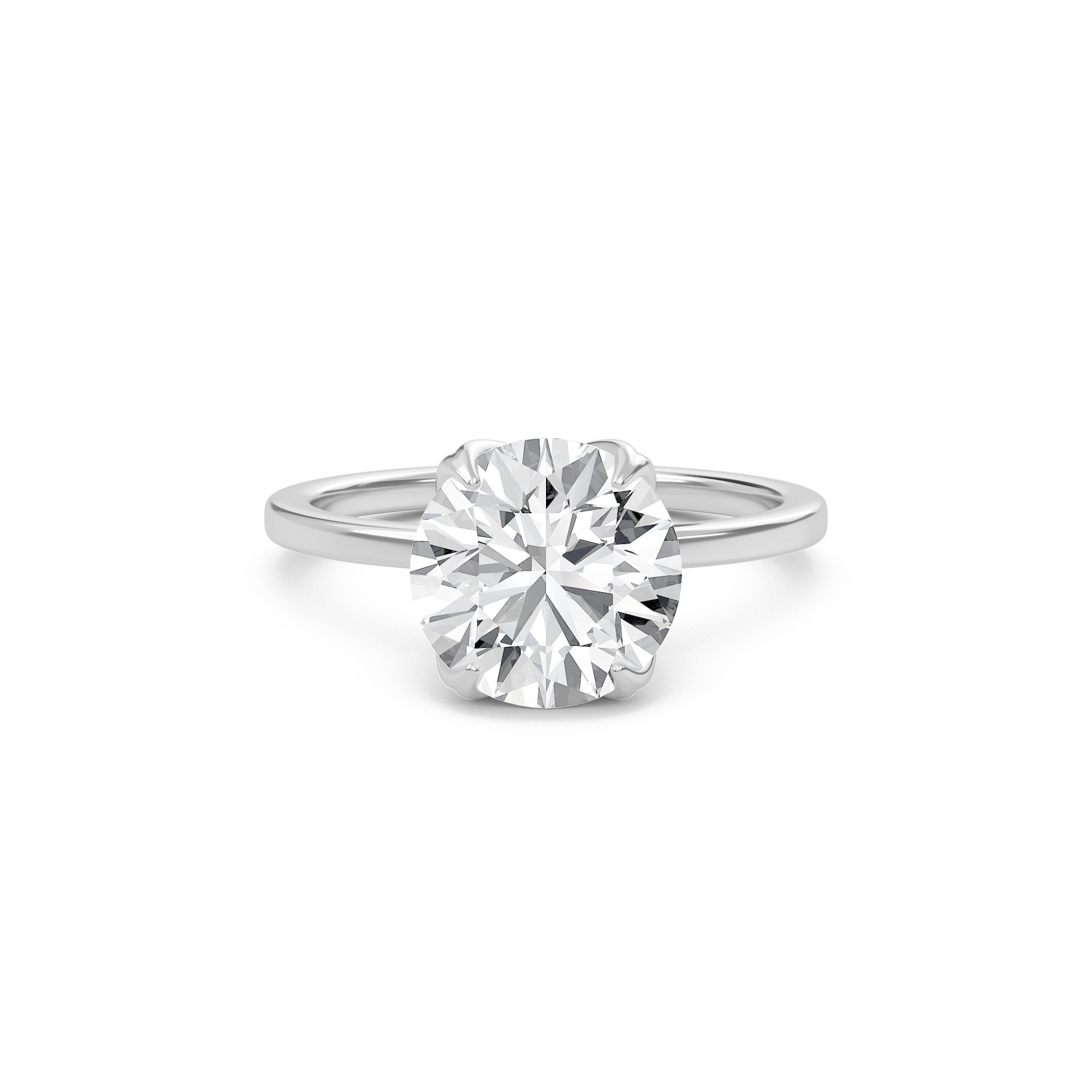 Round Petal Four Prong Engagement Ring