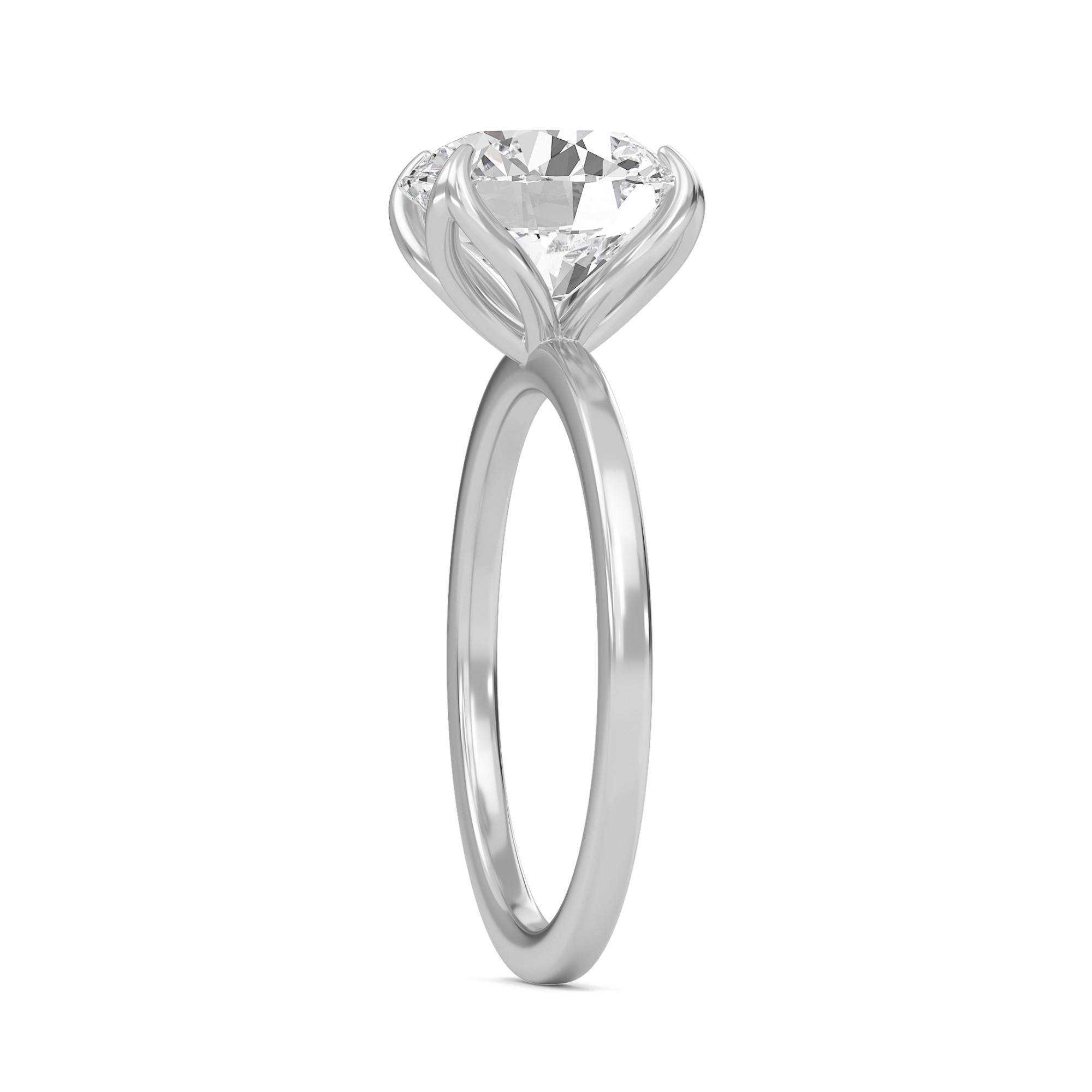 Round Petal Four Prong Engagement Ring