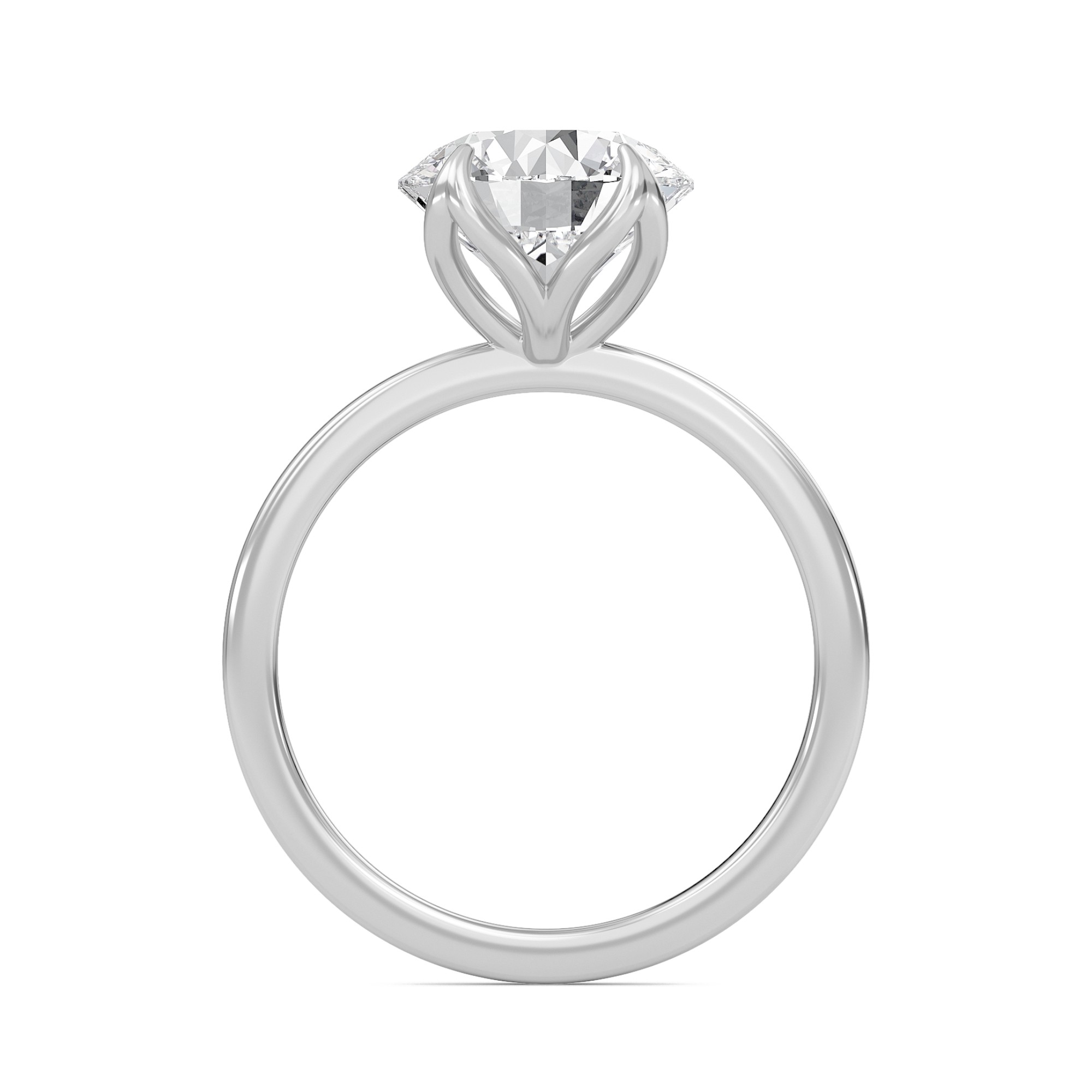 Round Petal Four Prong Engagement Ring