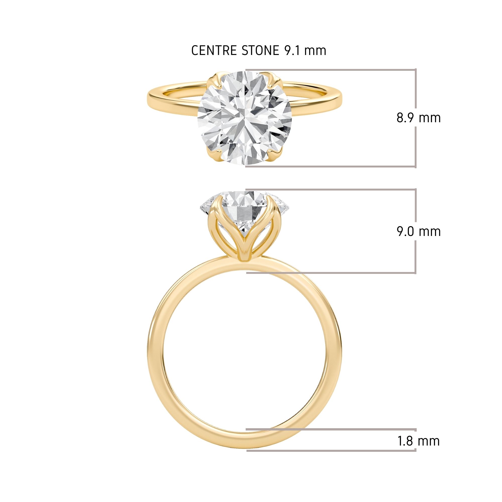 Round Petal Four Prong Engagement Ring