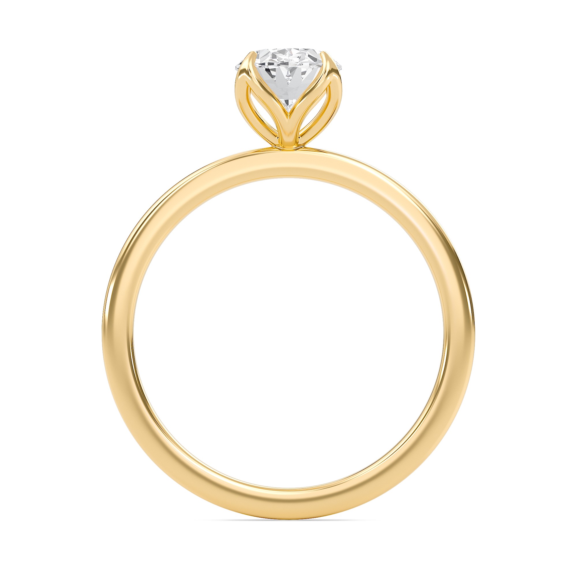 Oval Petal Four Prong Engagement Ring