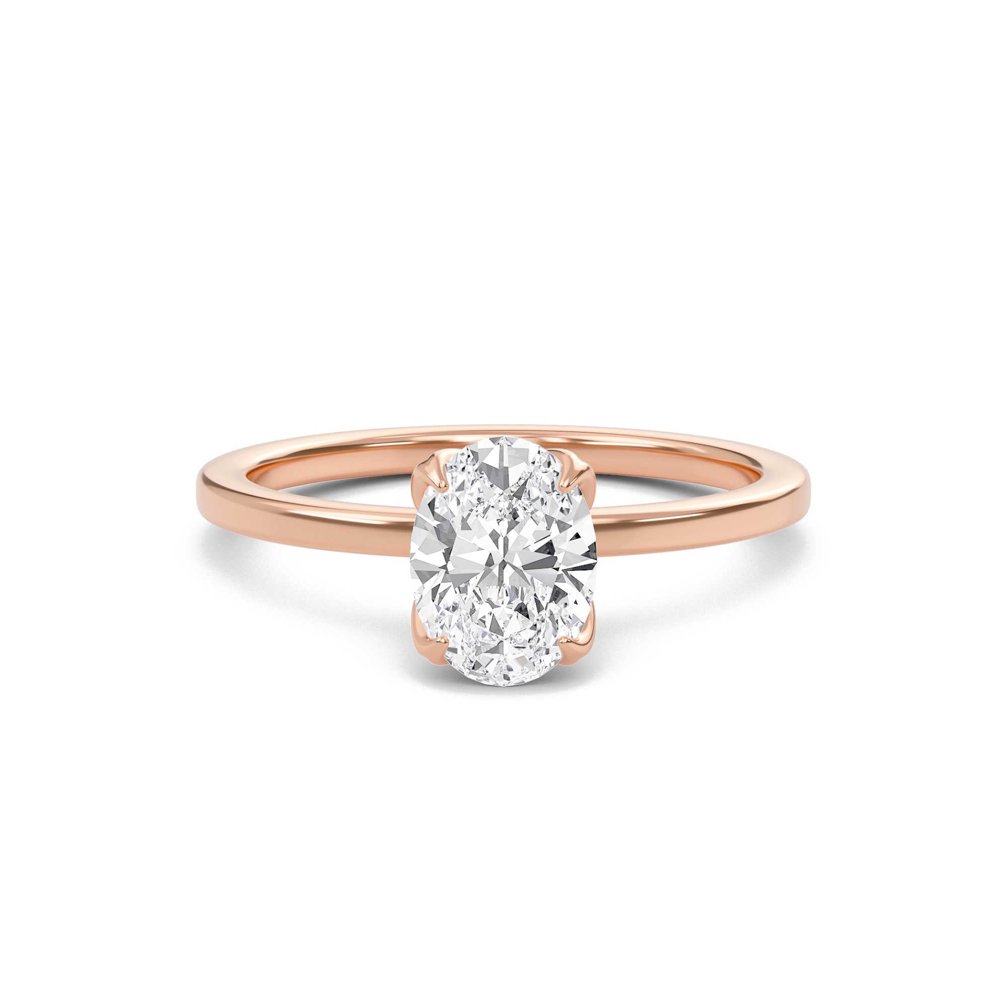 Oval Petal Four Prong Engagement Ring