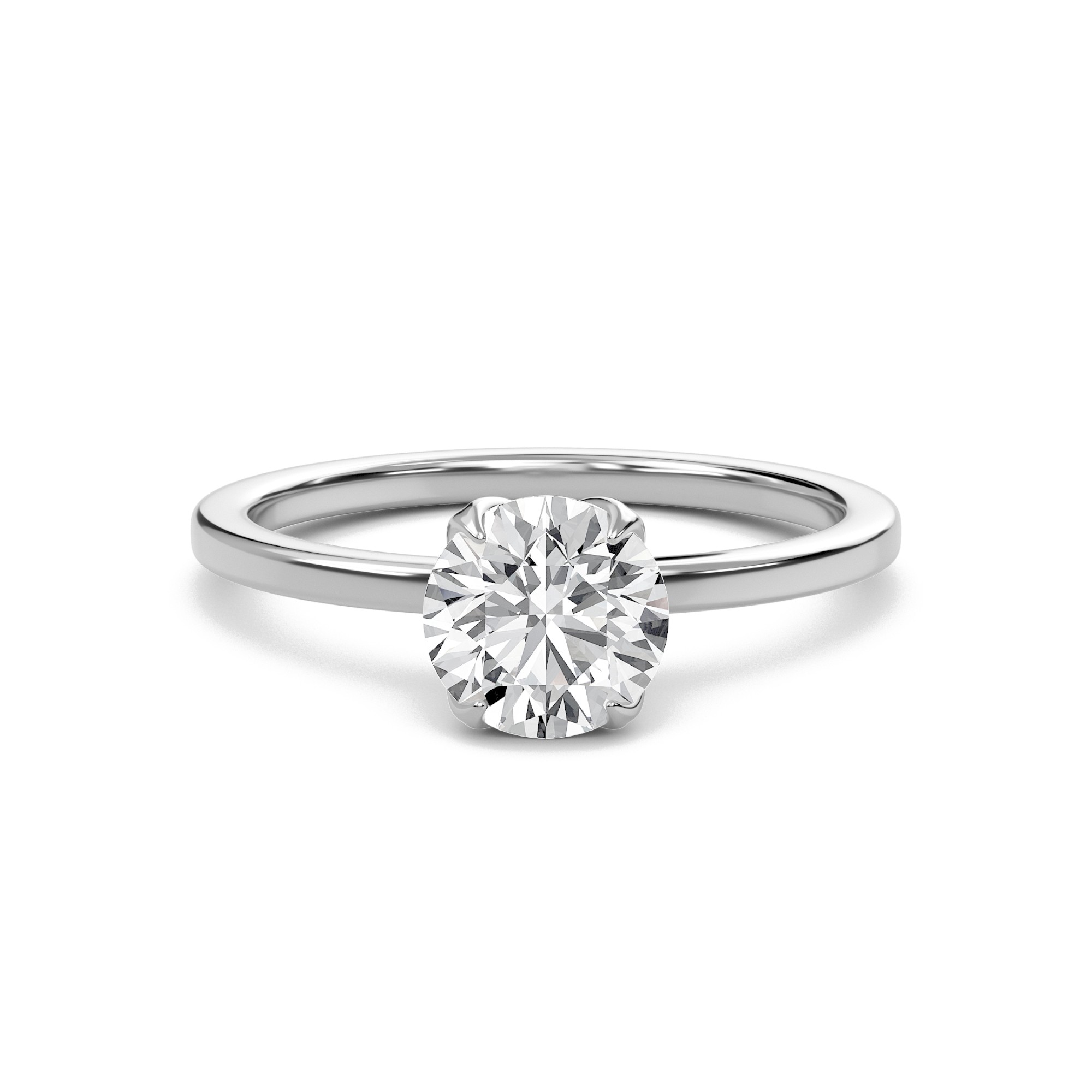 Round Petal Four Prong Engagement Ring