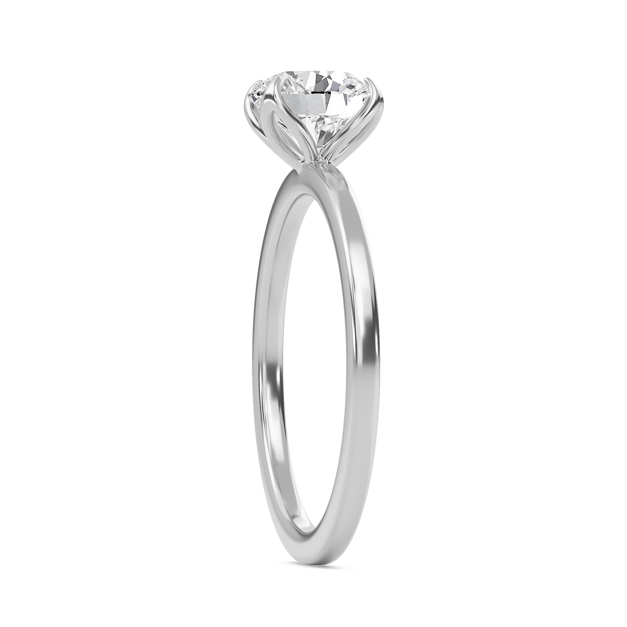 Round Petal Four Prong Engagement Ring