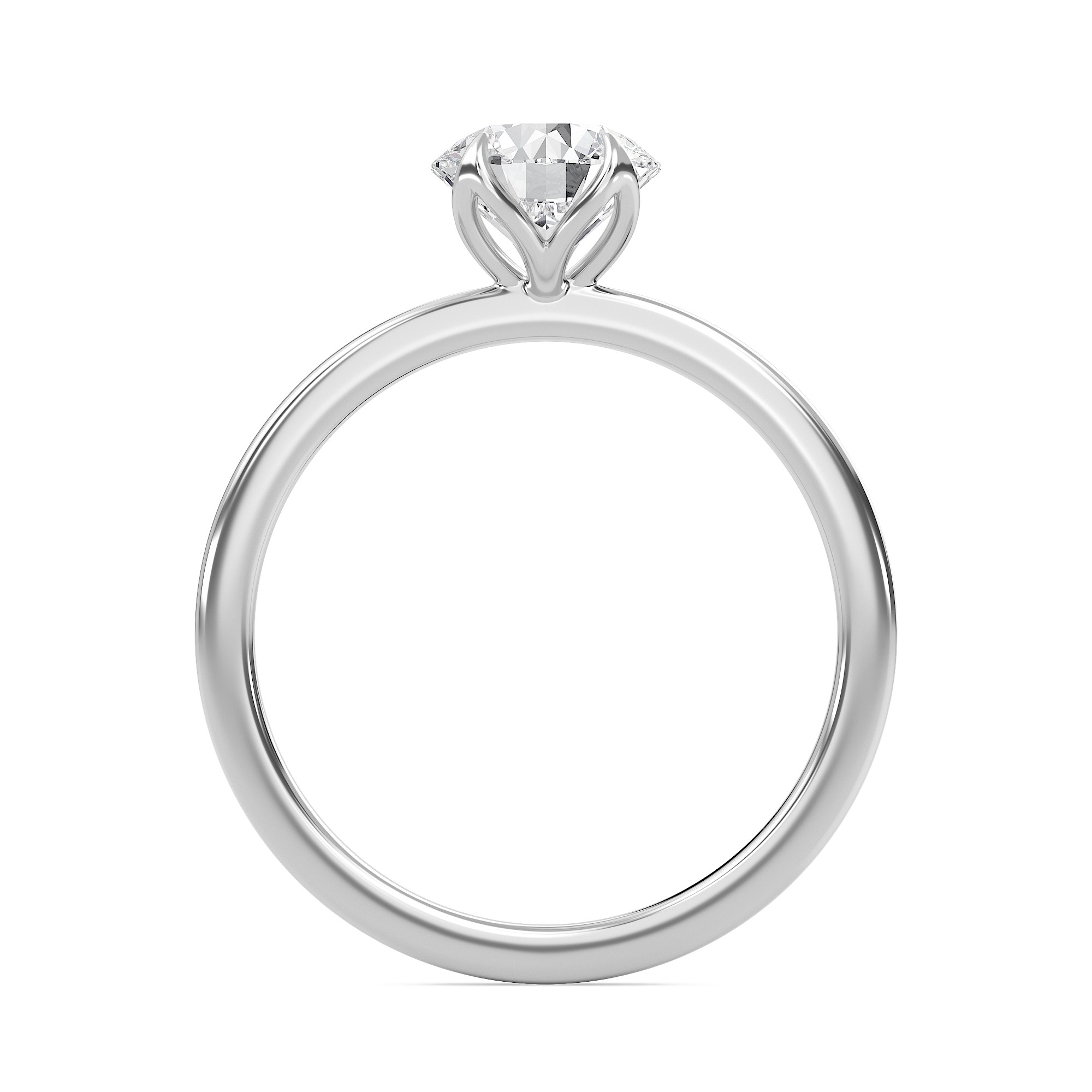 Round Petal Four Prong Engagement Ring