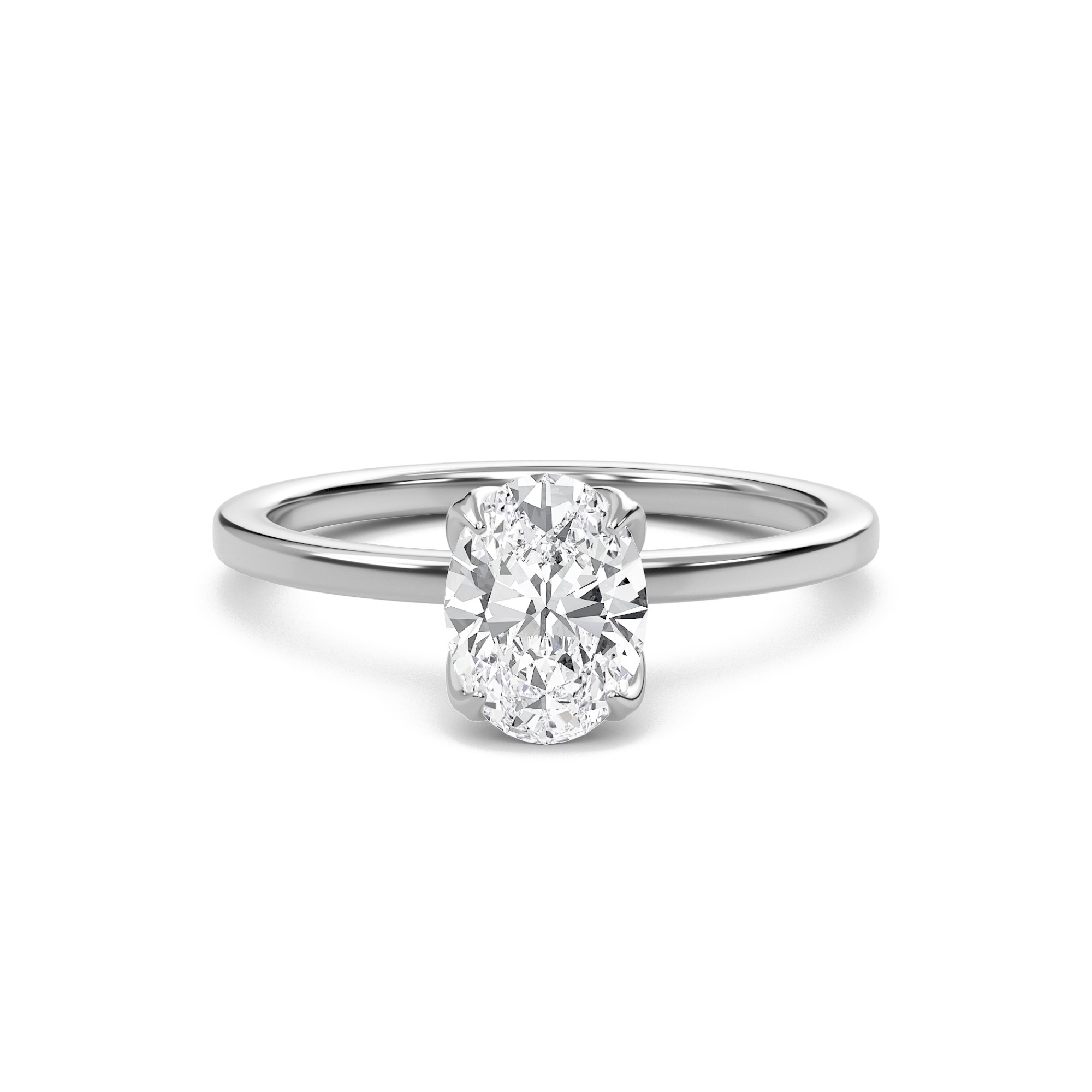 Oval Petal Four Prong Engagement Ring