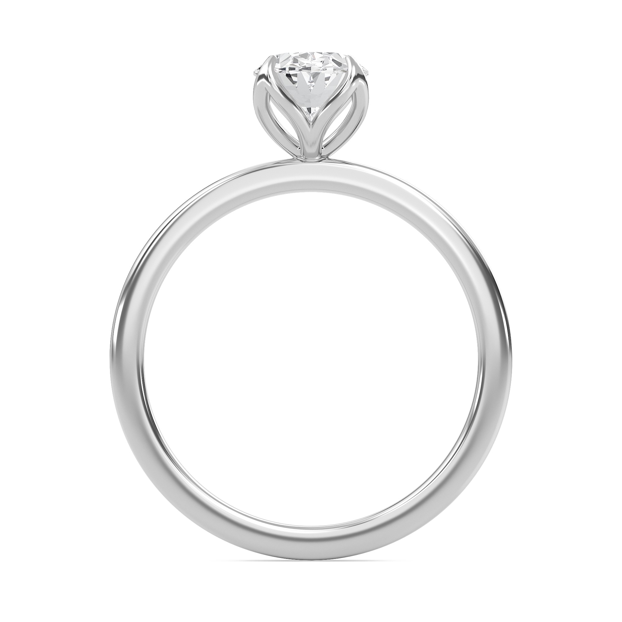 Oval Petal Four Prong Engagement Ring