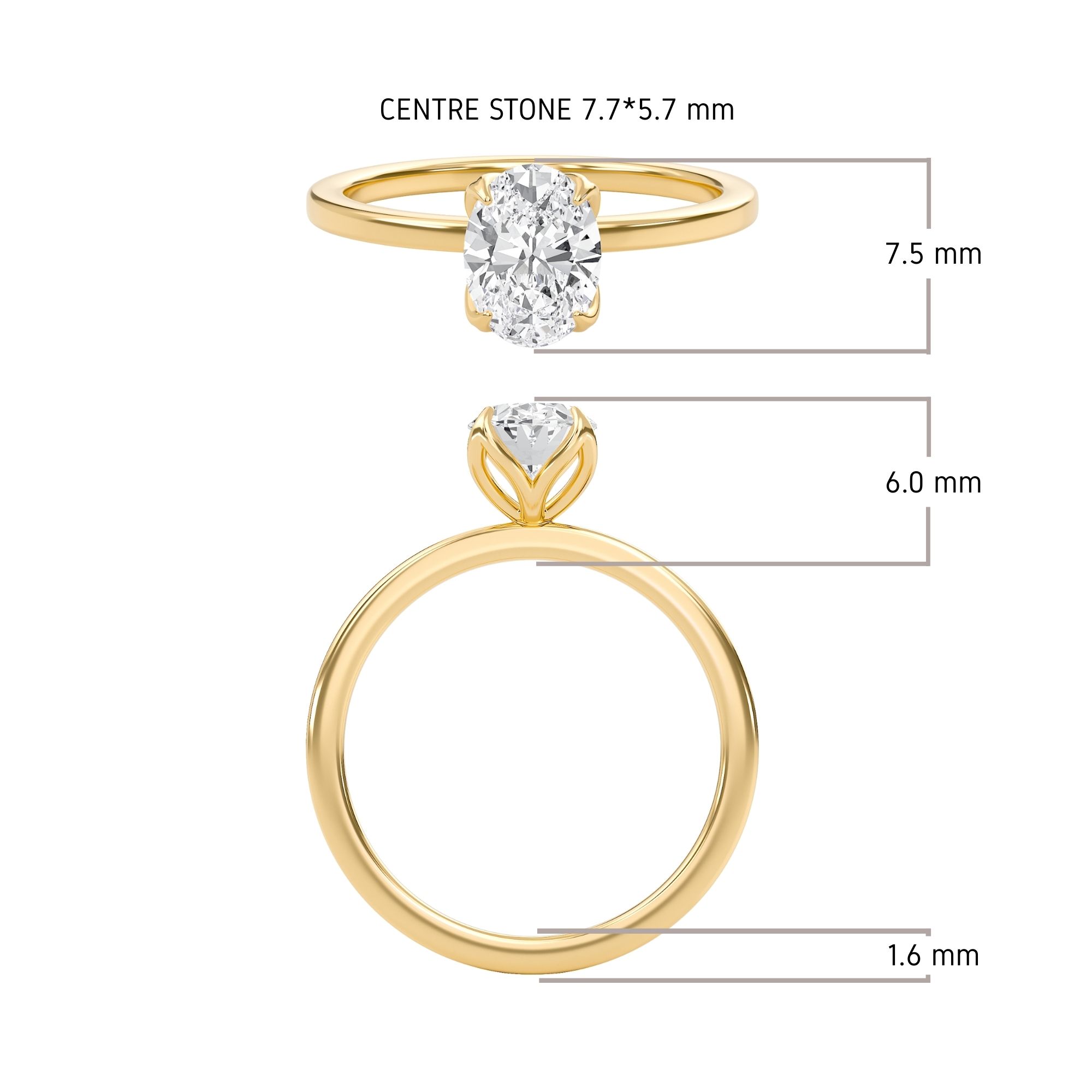 Oval Petal Four Prong Engagement Ring