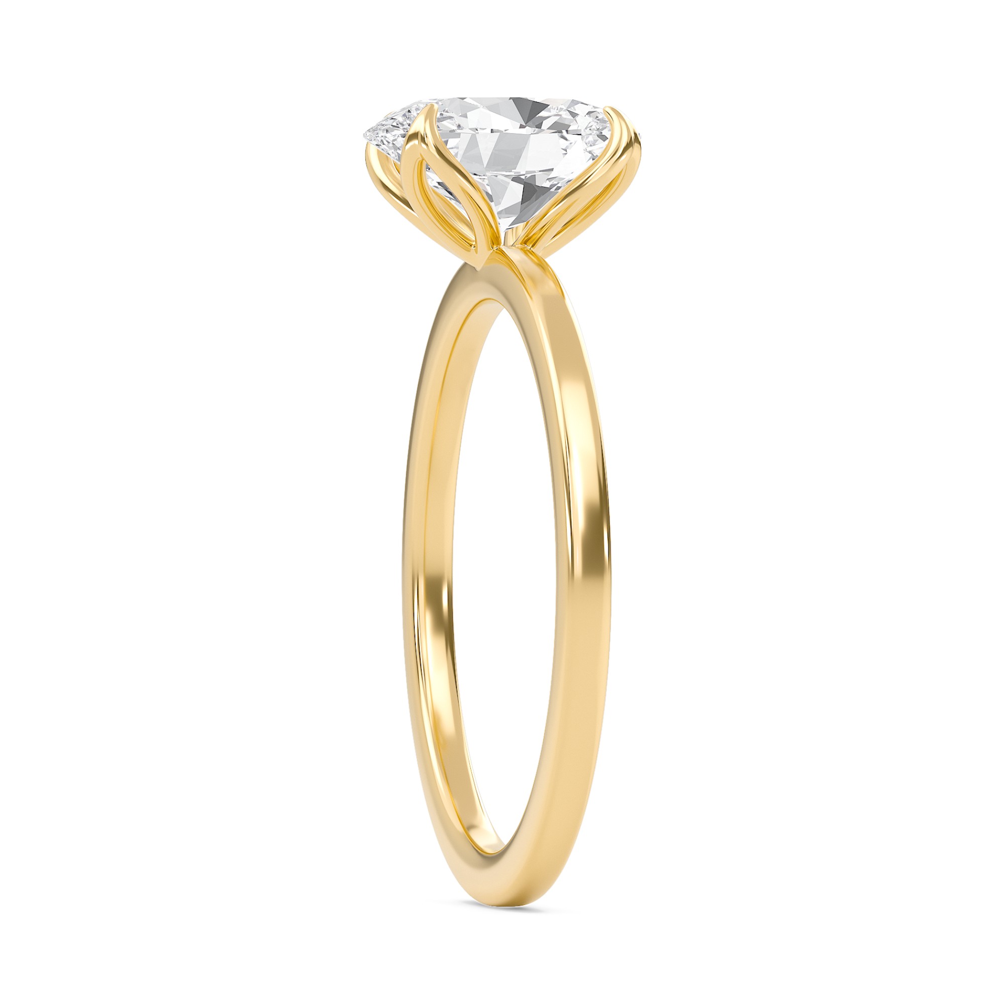 Oval Petal Four Prong Engagement Ring