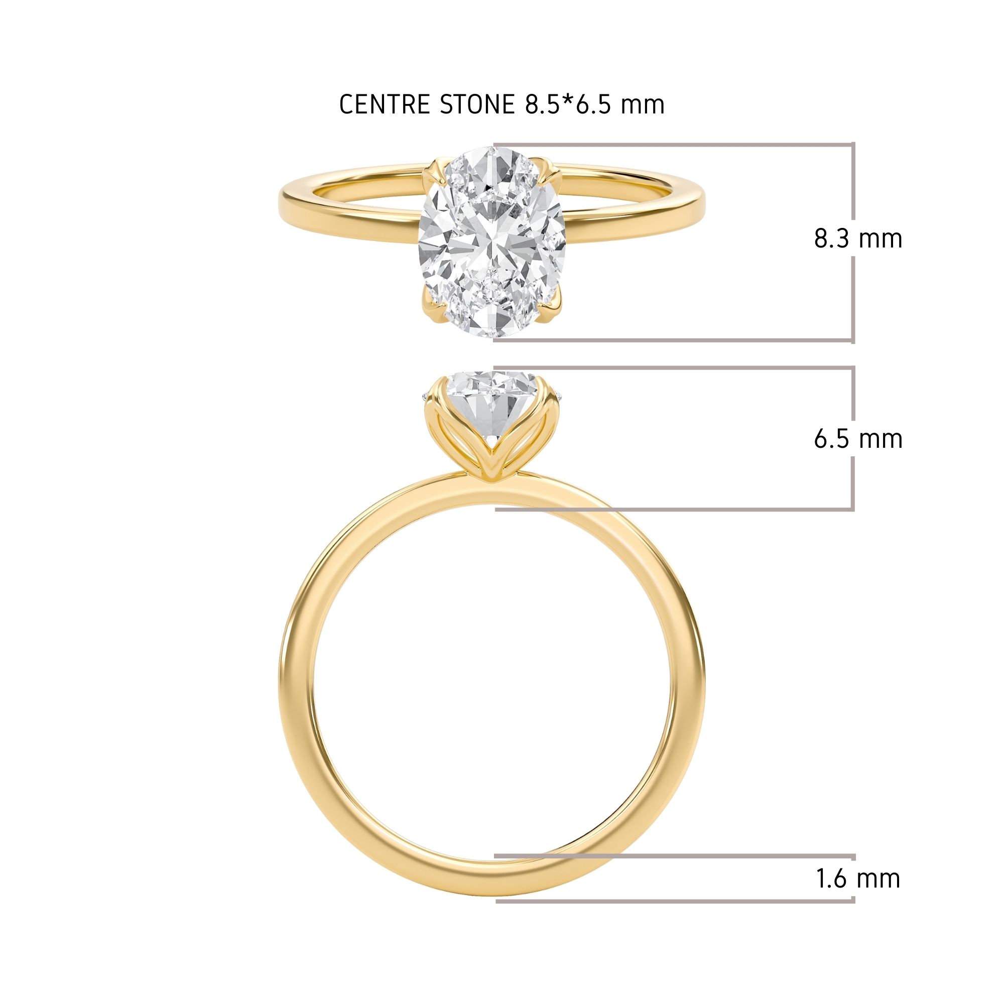 Oval Petal Four Prong Engagement Ring